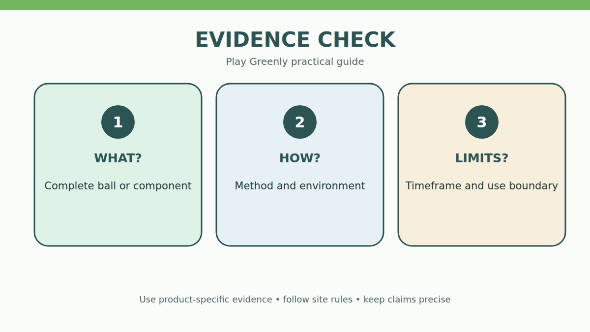 Checklist for evaluating evidence behind alternative golf-ball claims.