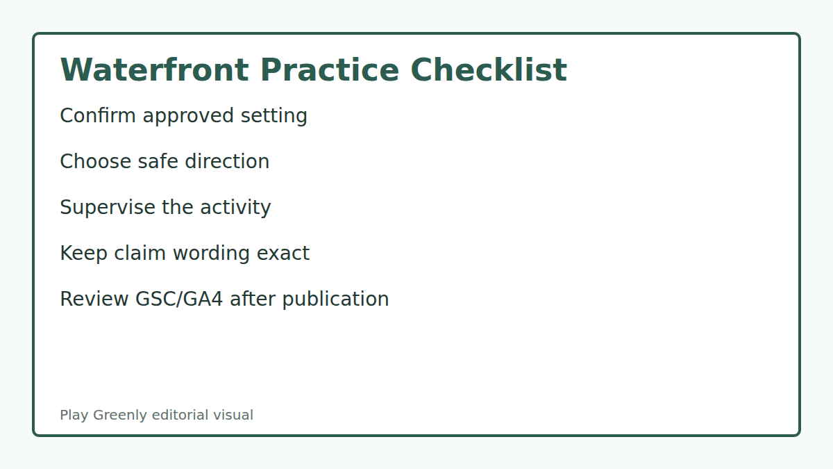 Checklist for approved setting, safe direction, supervision, claim wording, stop conditions, and review