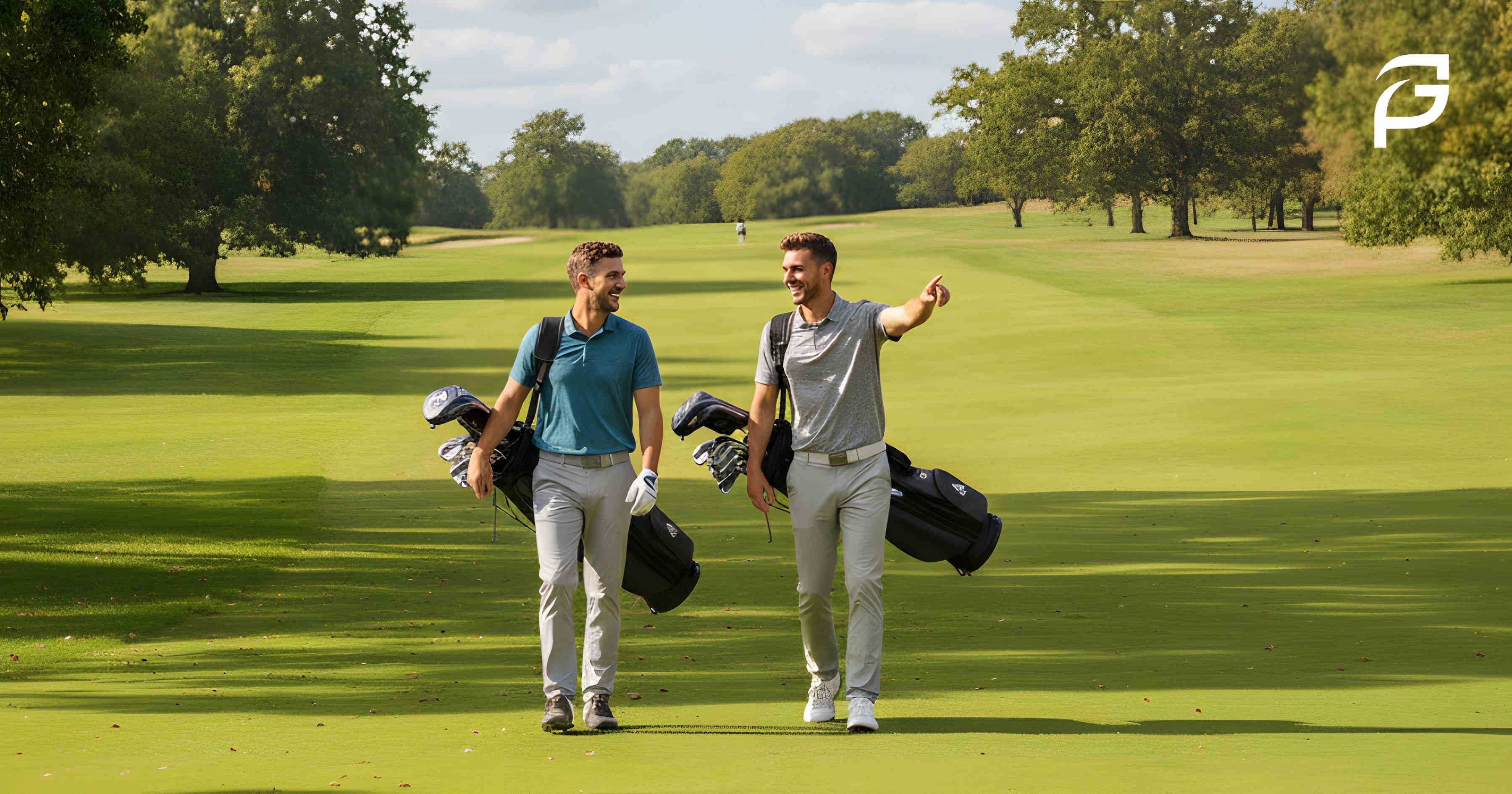 Golfers walking on a course representing responsible and environmentally conscious golf play