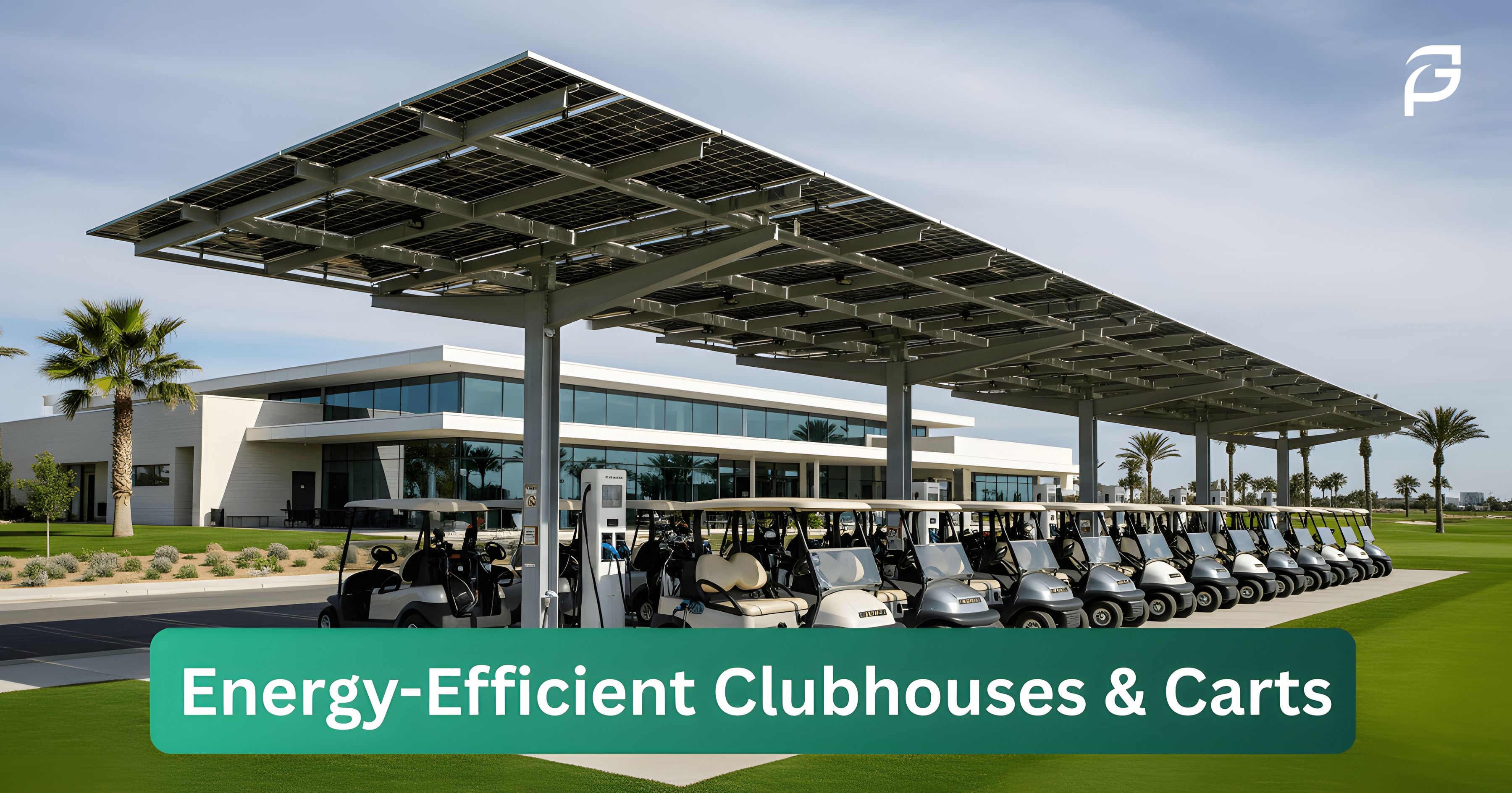 Energy-efficient golf clubhouse with sustainable design and electric golf carts