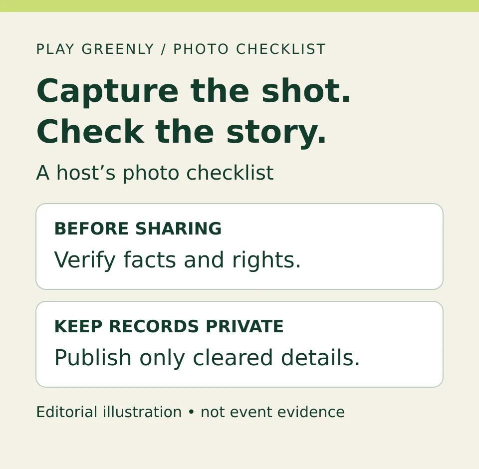 Photo guide: verify facts and image rights; keep private records out of public images.