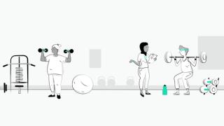 Illustration of personal trainer in gym