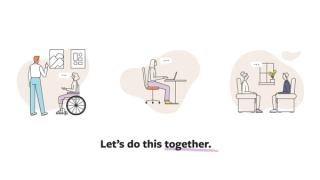 Set of illustrations depicting various interactions around wellbeing