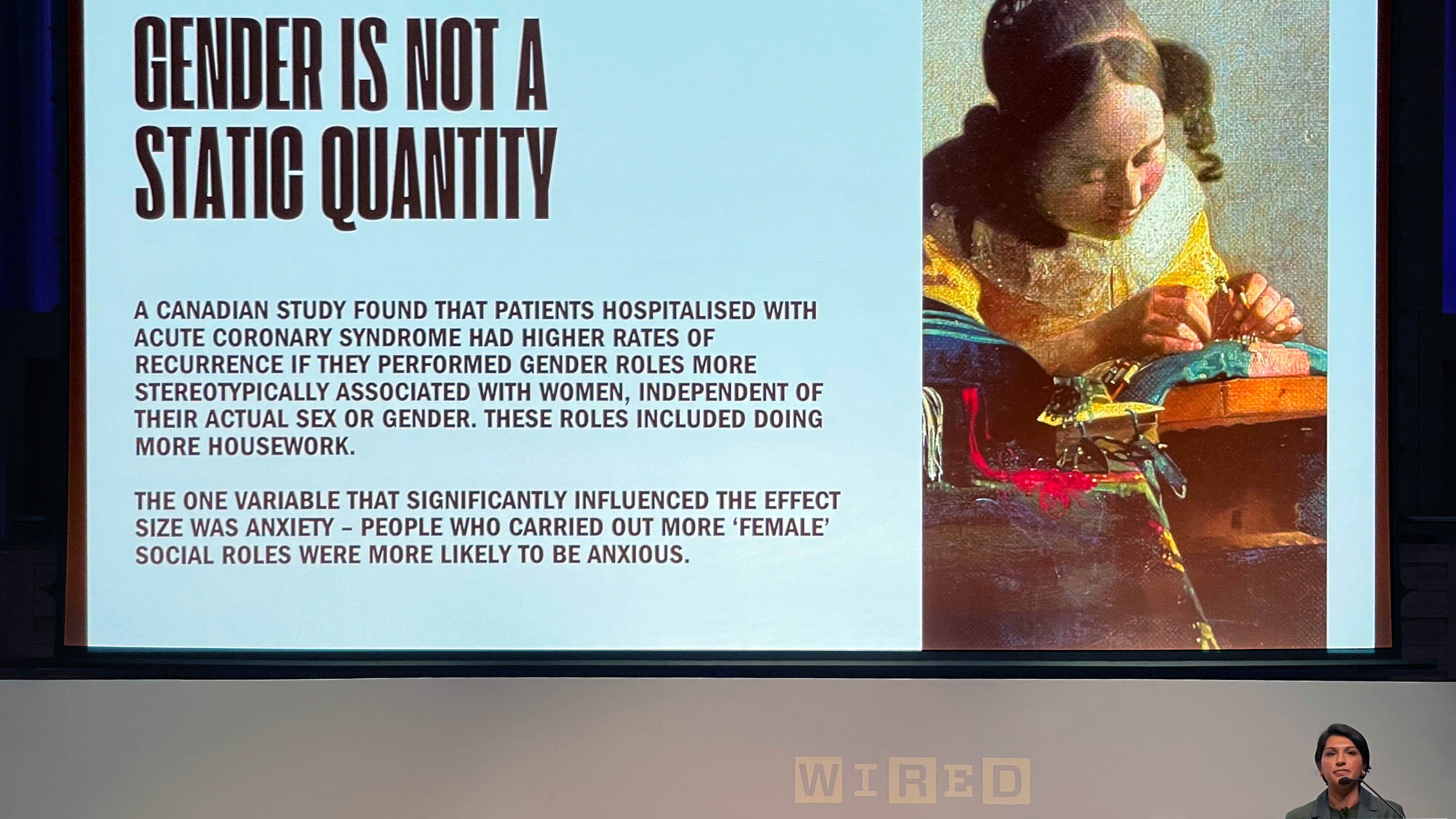 'Gender is not a static quantity' slide on screen