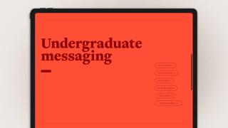 iPad with Undergraduate messaging title page from playbook
