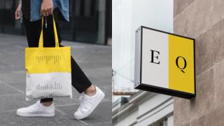 EQ tote bag and signage