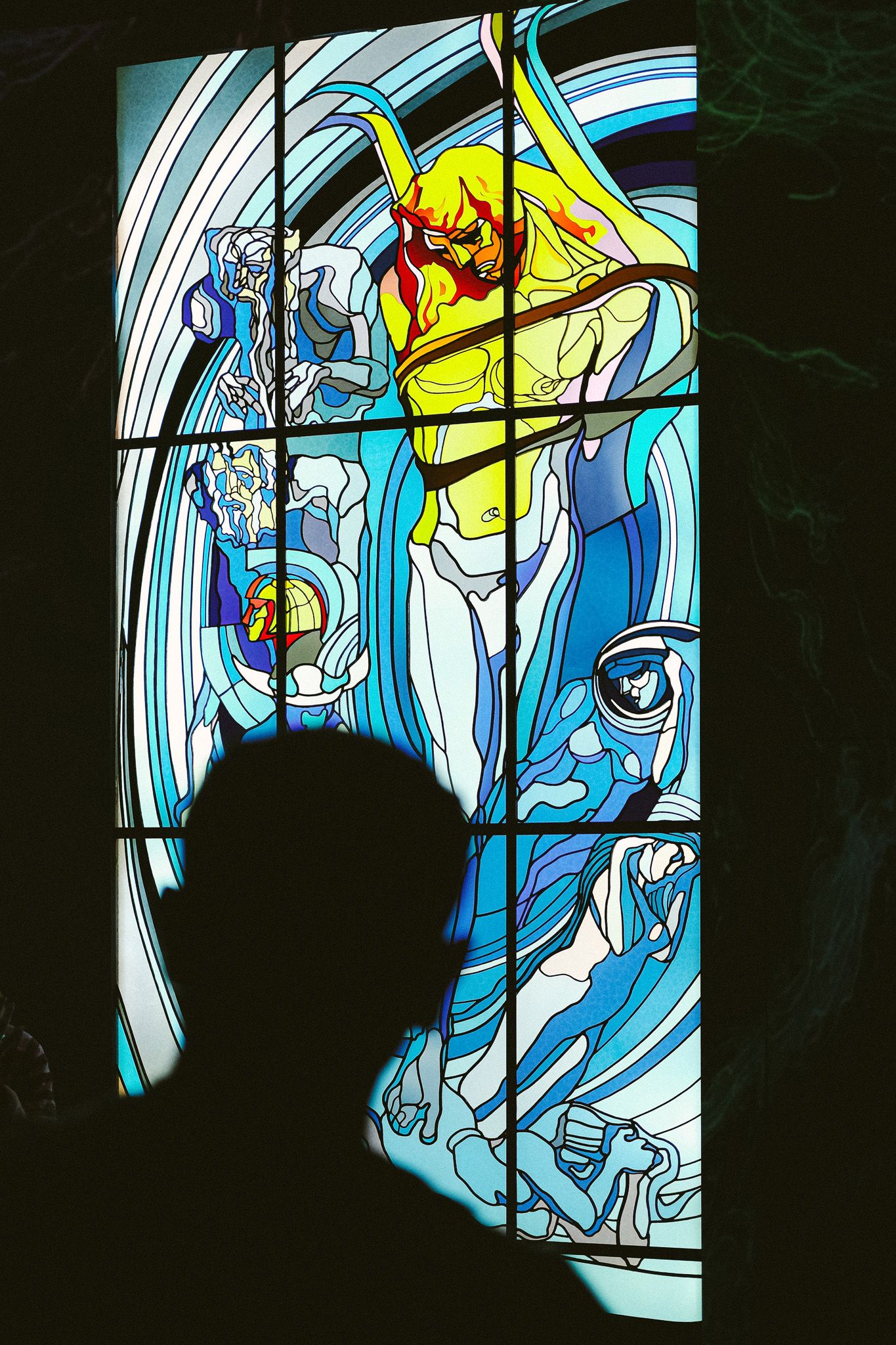 Large psychedelic stained glass window