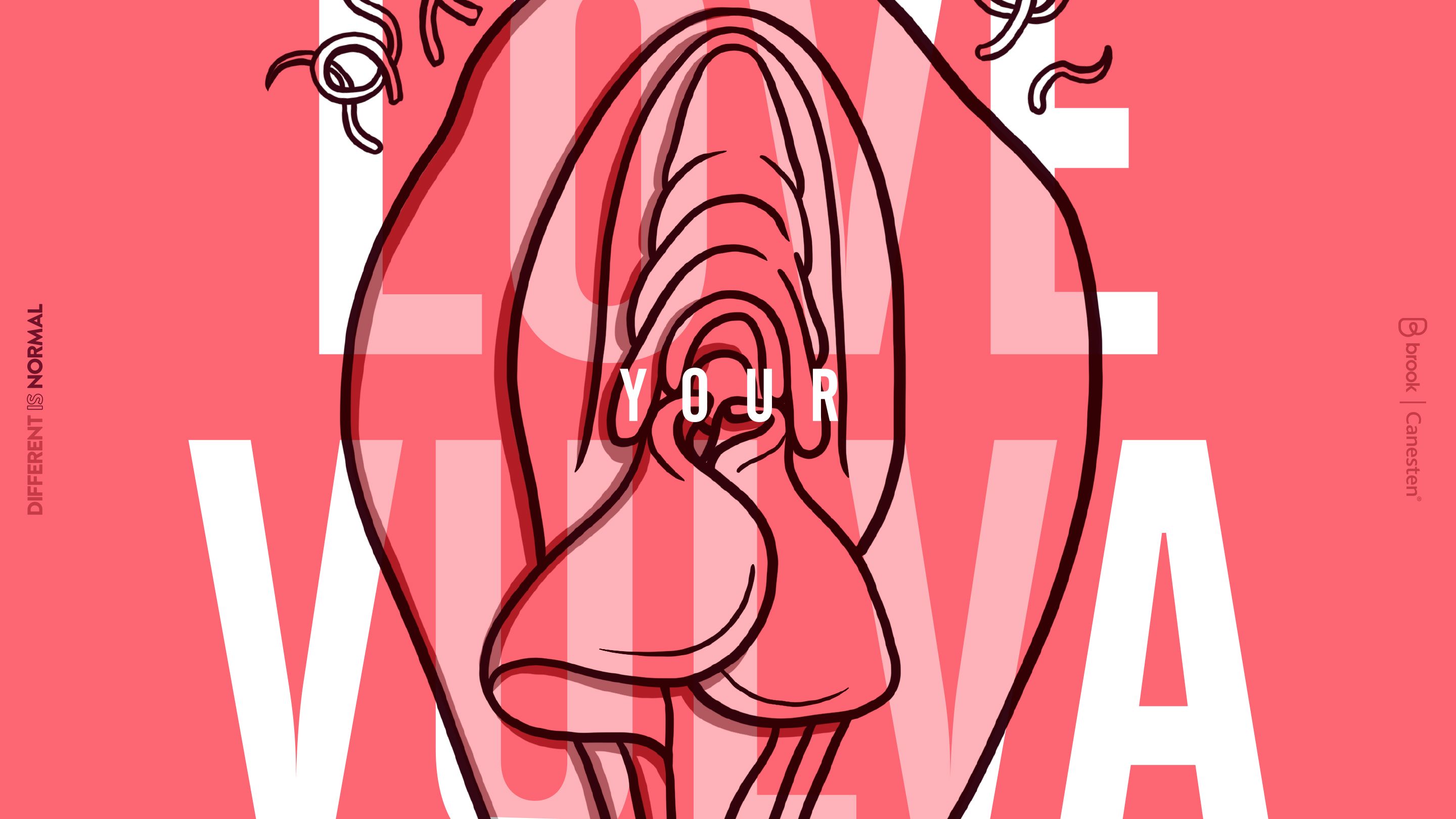 Vulva Illustration reading Love Your Vulva