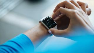 Arm with a smartwatch on