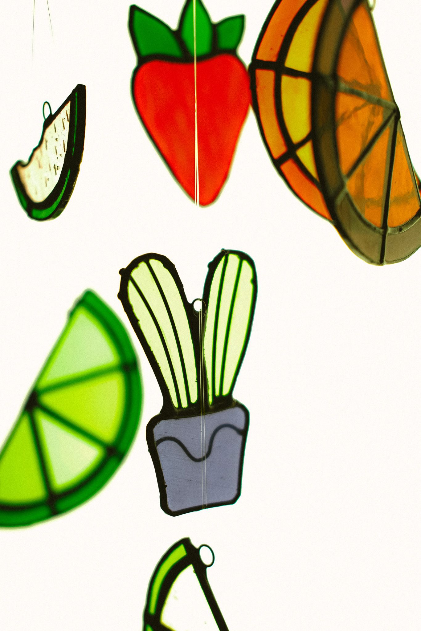 Hanging mini stained glass objects