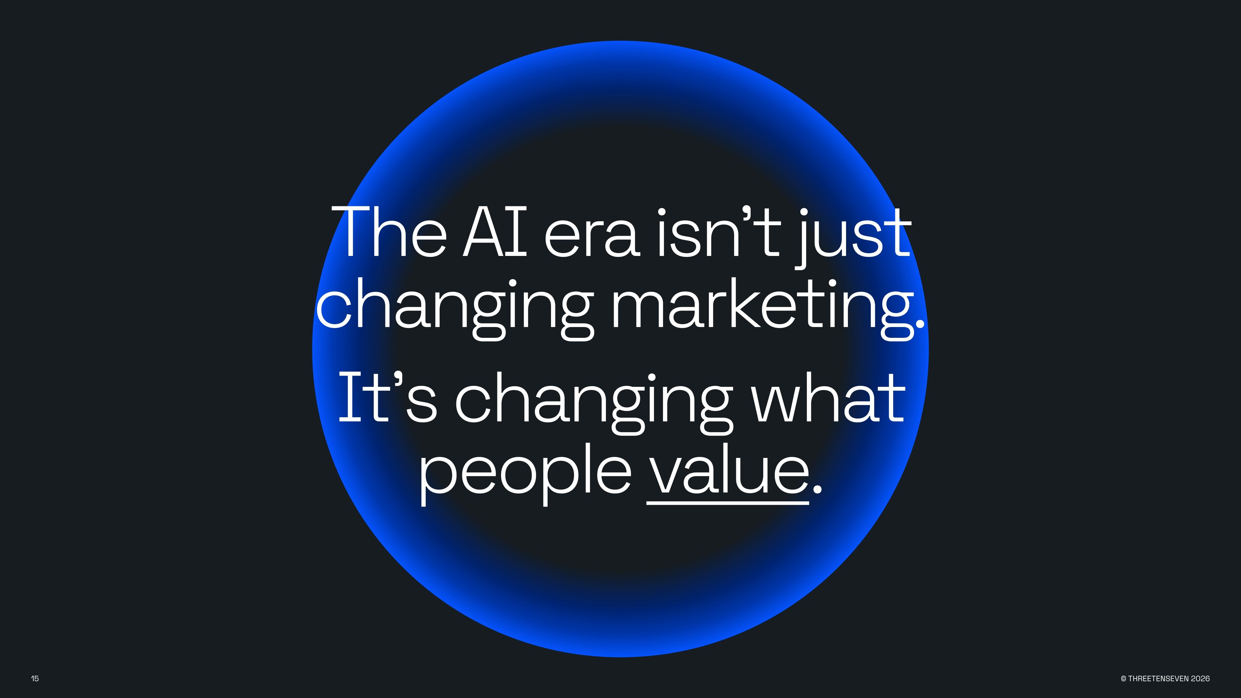 Graphic reading: The AI era isn't just changing marketing, it's changing what people value
