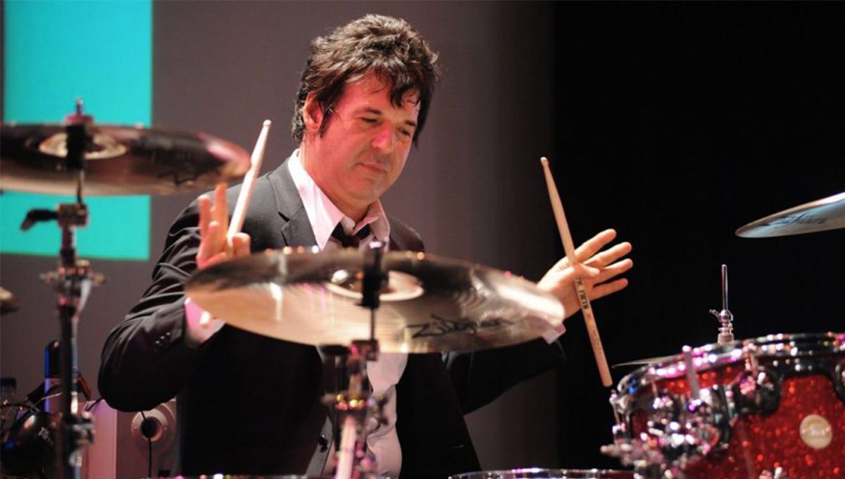 Musician playing the drums