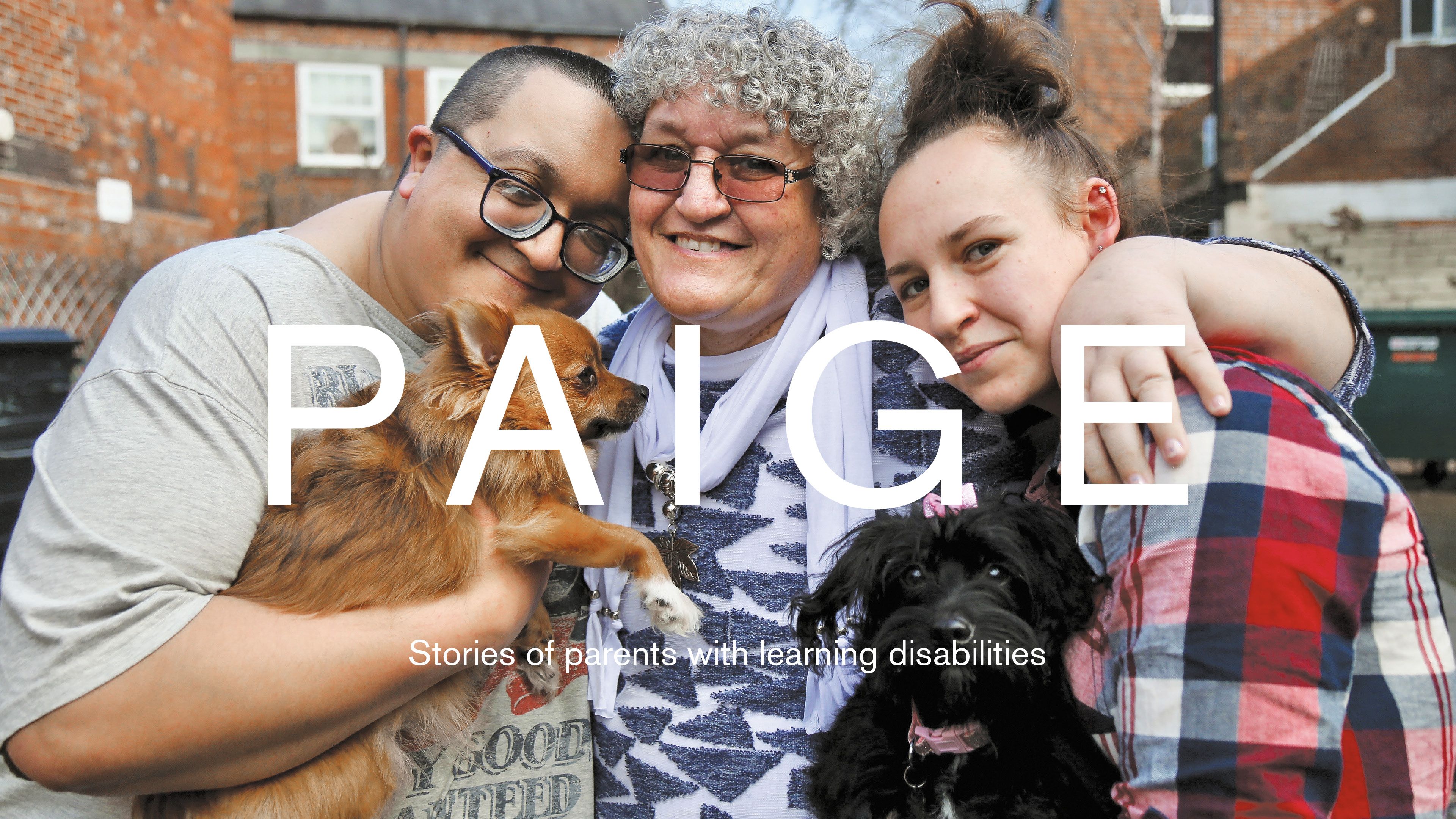 Photo of family with dogs