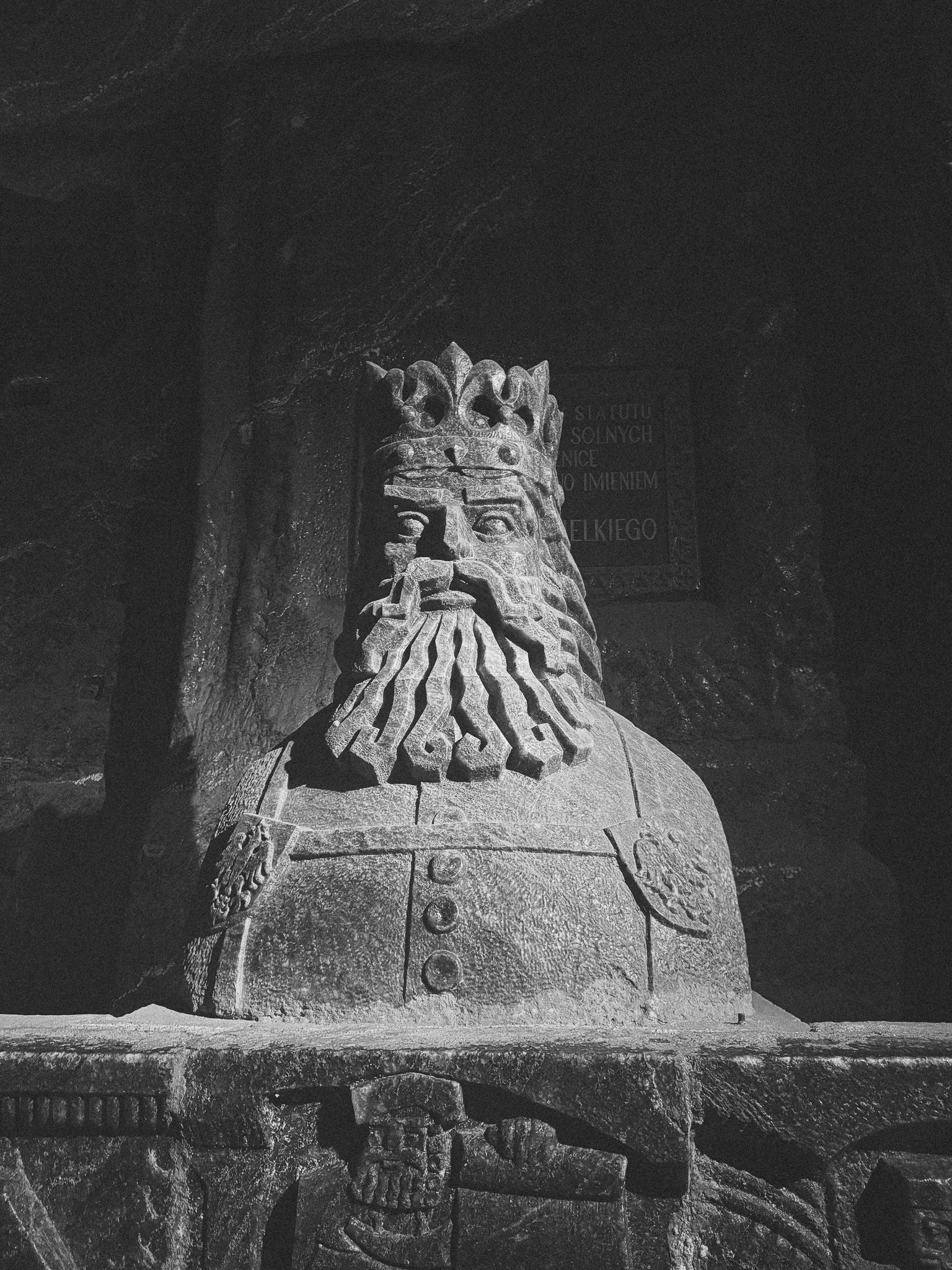 Salt carving of a king's bust