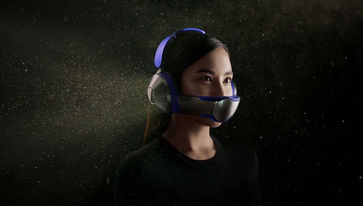 Person wearing a Dyson Air Purifier