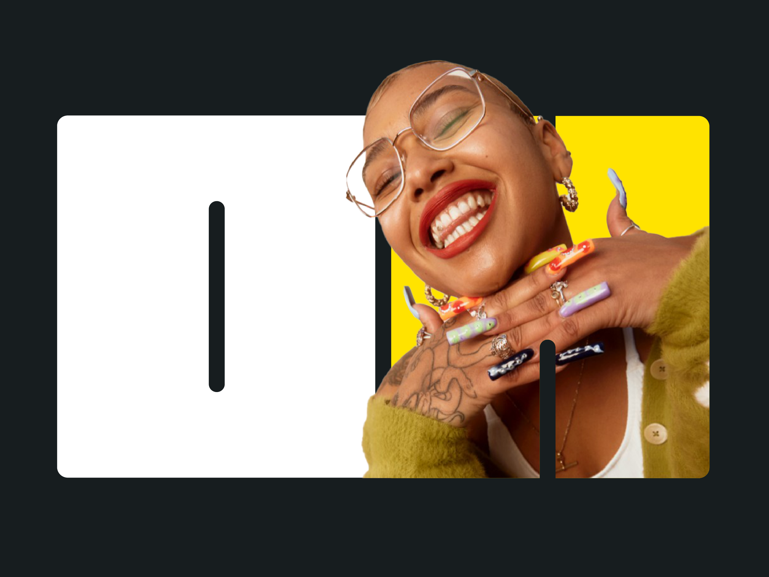 Jazmin Morris, Creative Computing artist and educator, Openhouse. PIcture of gorgeous black woman with chin up to camera, eyes closes and epic nail extensions