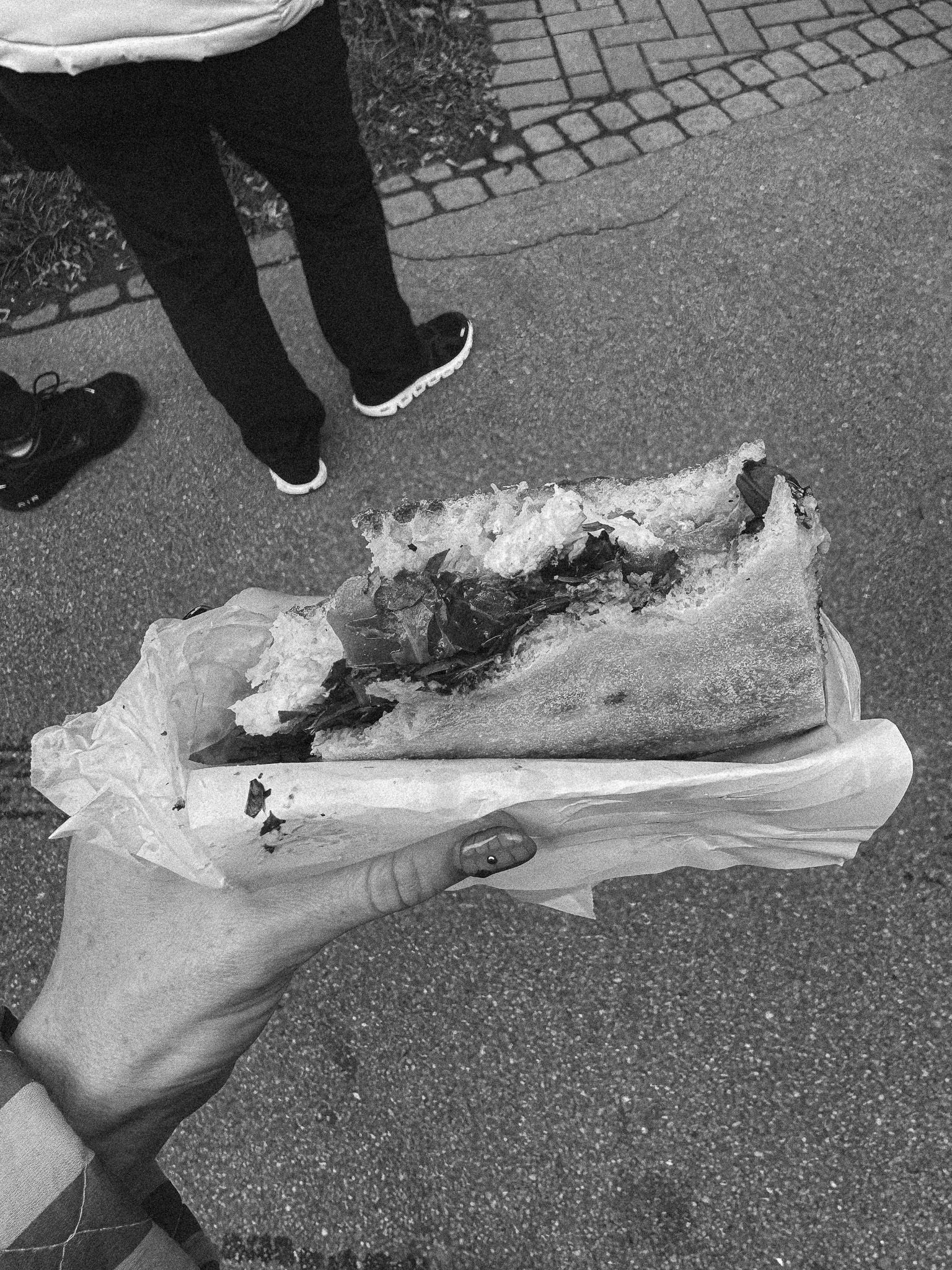 A huge focaccia sandwich