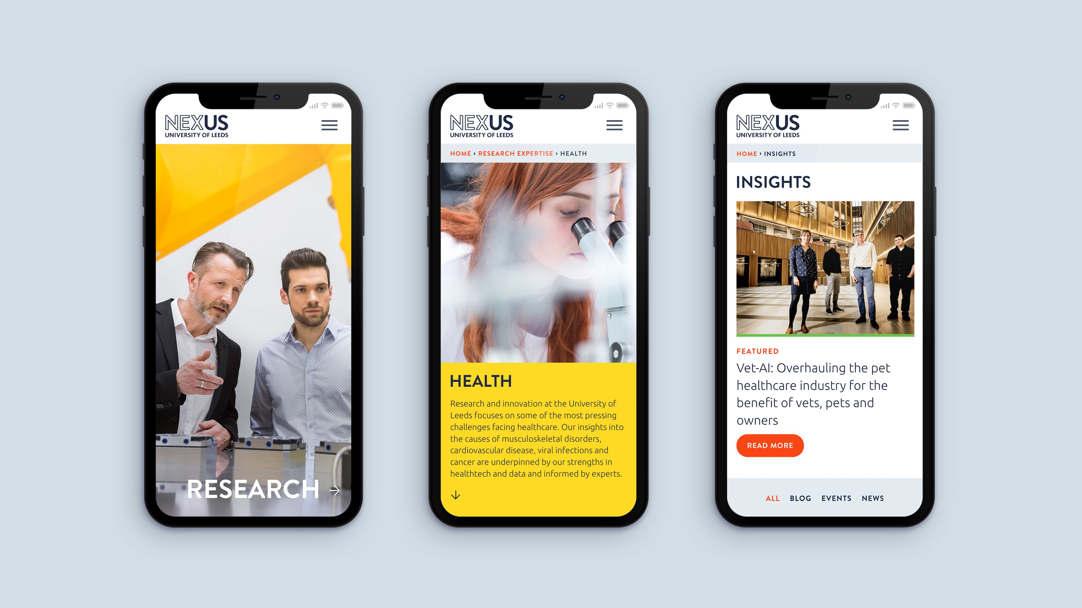 Nexus mobile website mockups
