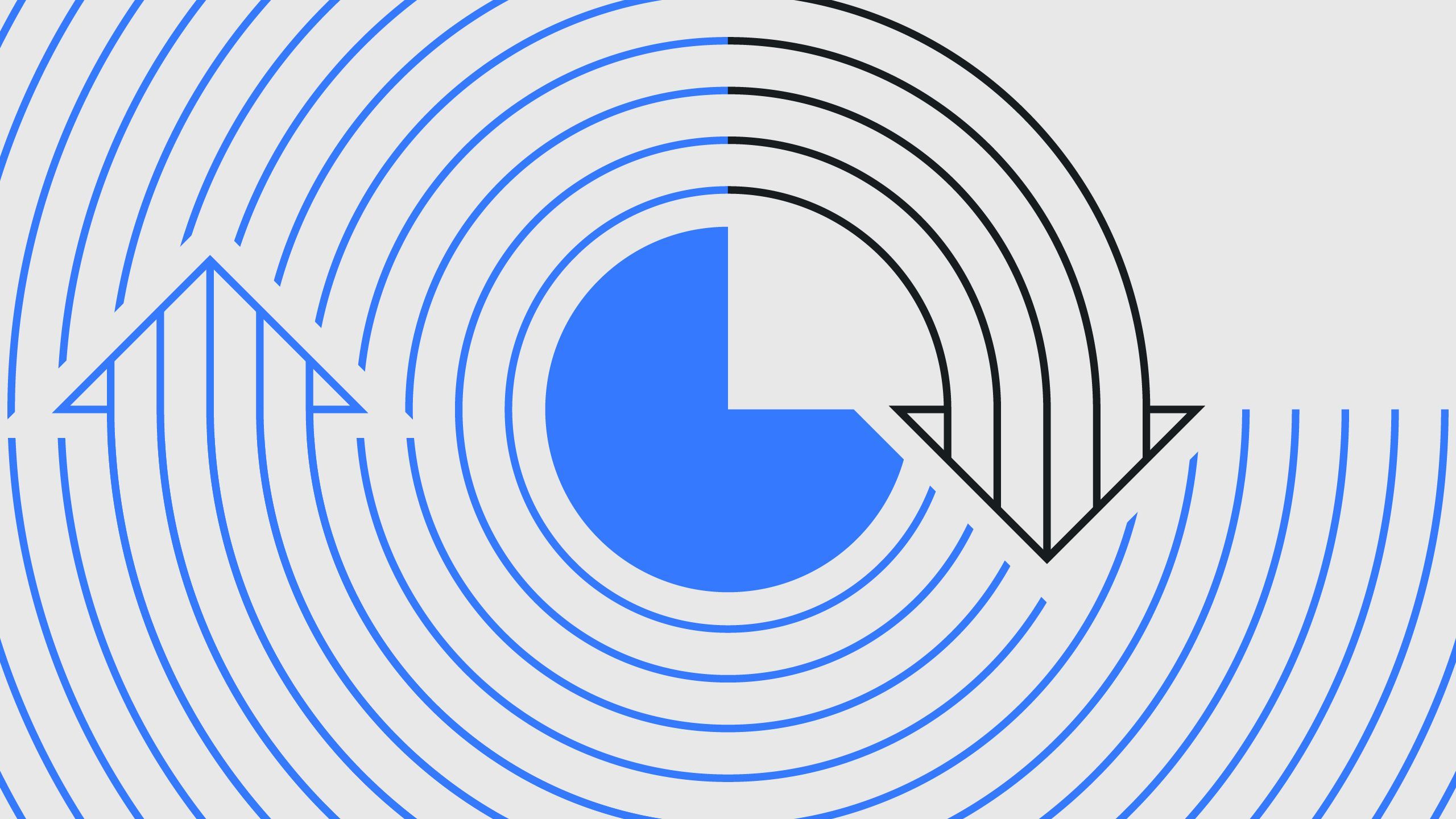 Illustration portraying behaviour change using blue and black graphical arrows around a circle with a quadrant missing.
