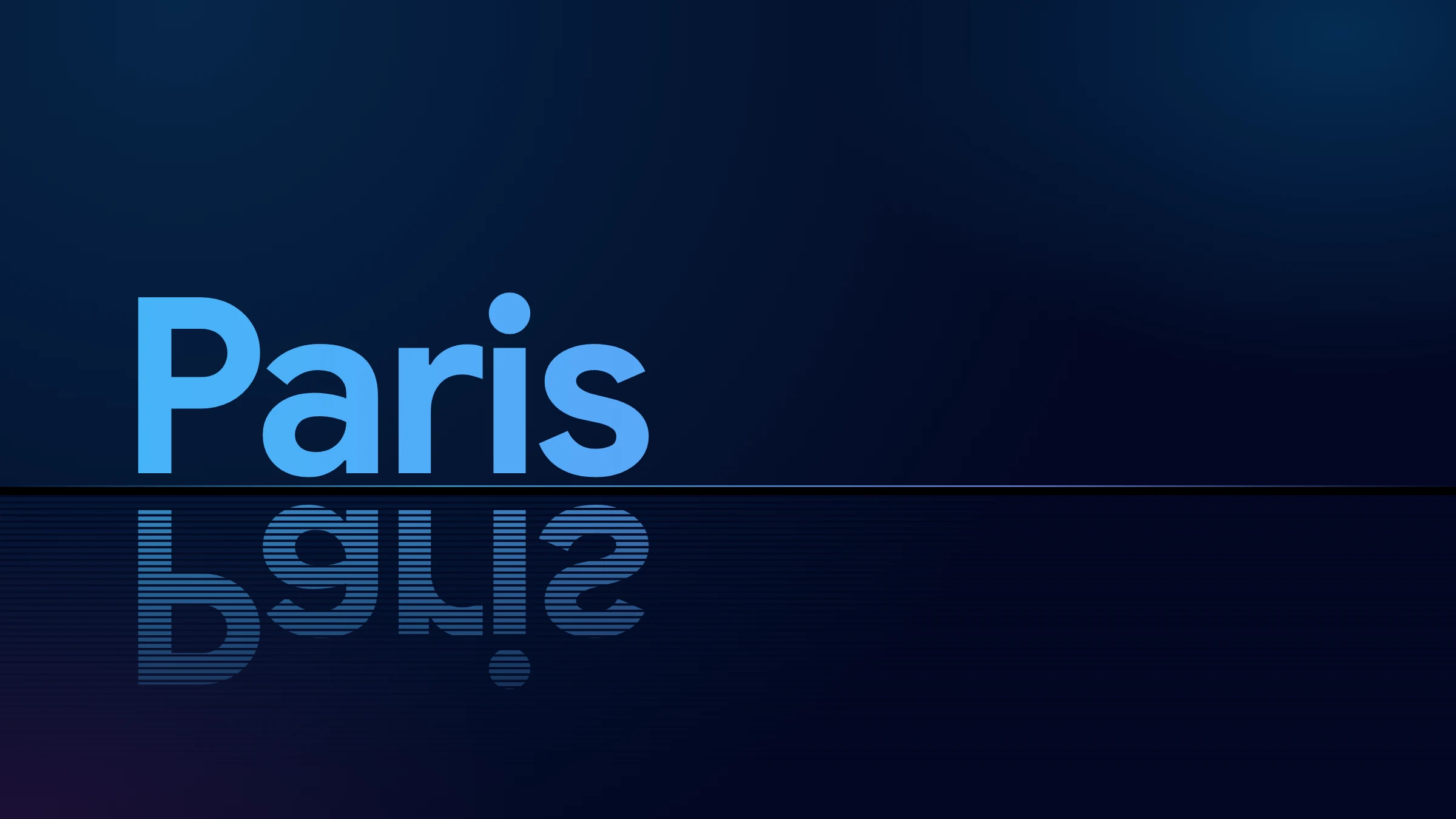 The words Paris and Tech for Retail in turn, in the brand gradient, reflected below a black divider
