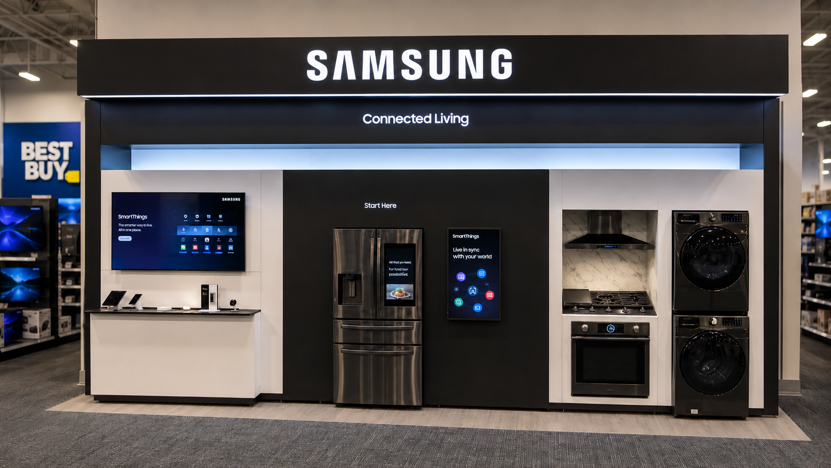 Interactive appliance hub in a big-box store