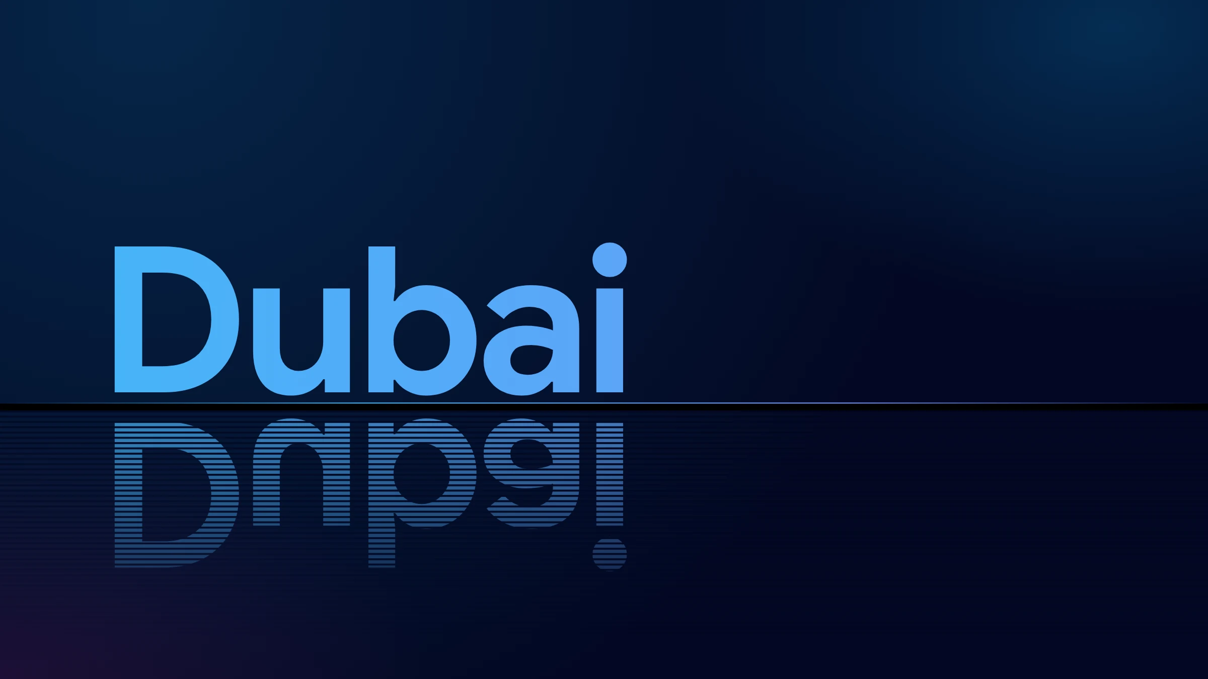 The words Dubai and GITEX in turn, in the brand gradient, reflected below a black divider