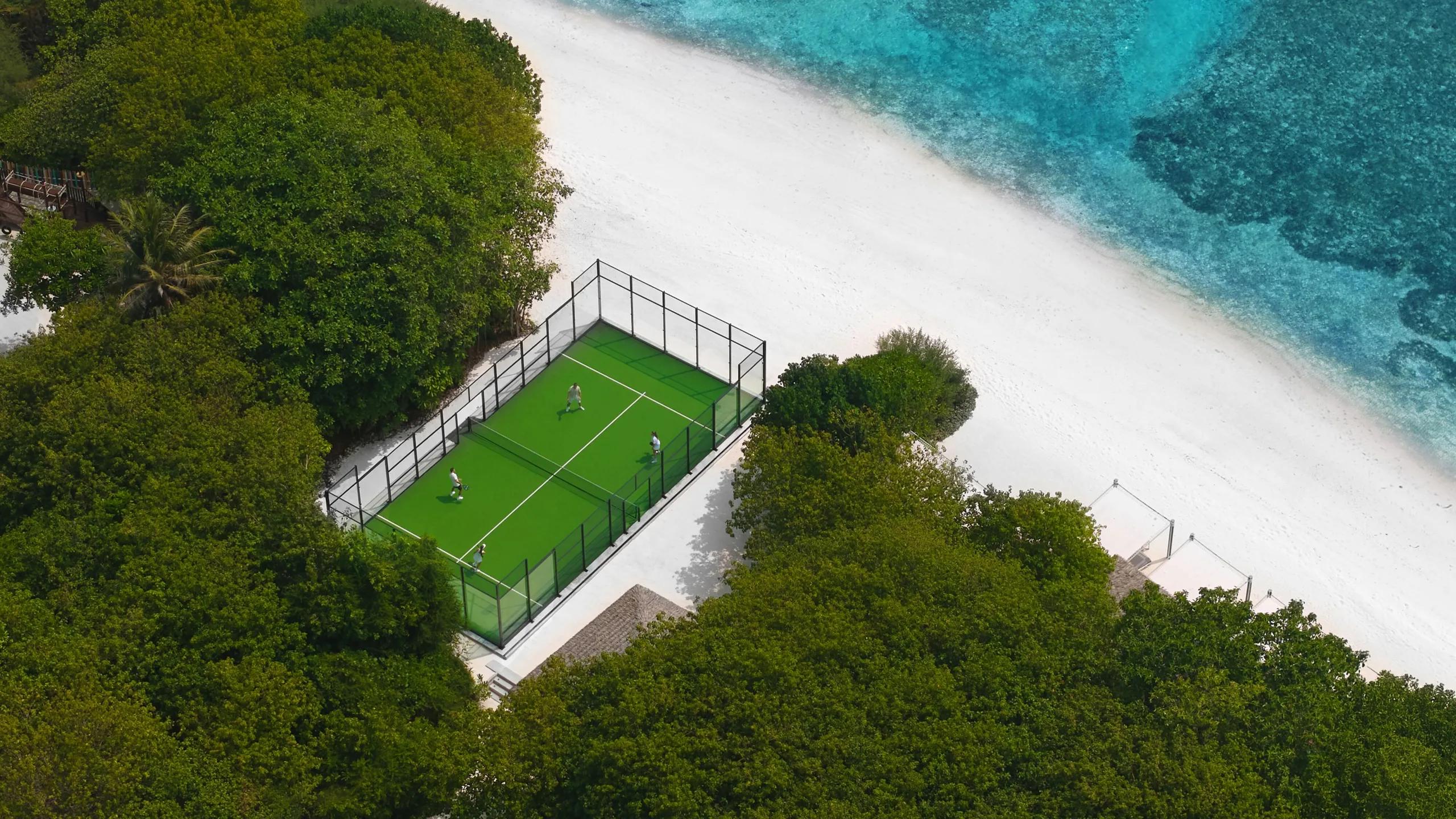 One of the dedicated courts at the resort's Maldives Padel Retreat