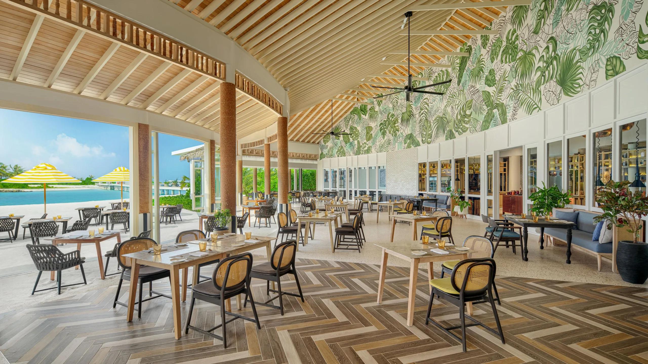 The interactive dining room at Turquoise, serving Maldivian, Asian and European dishes