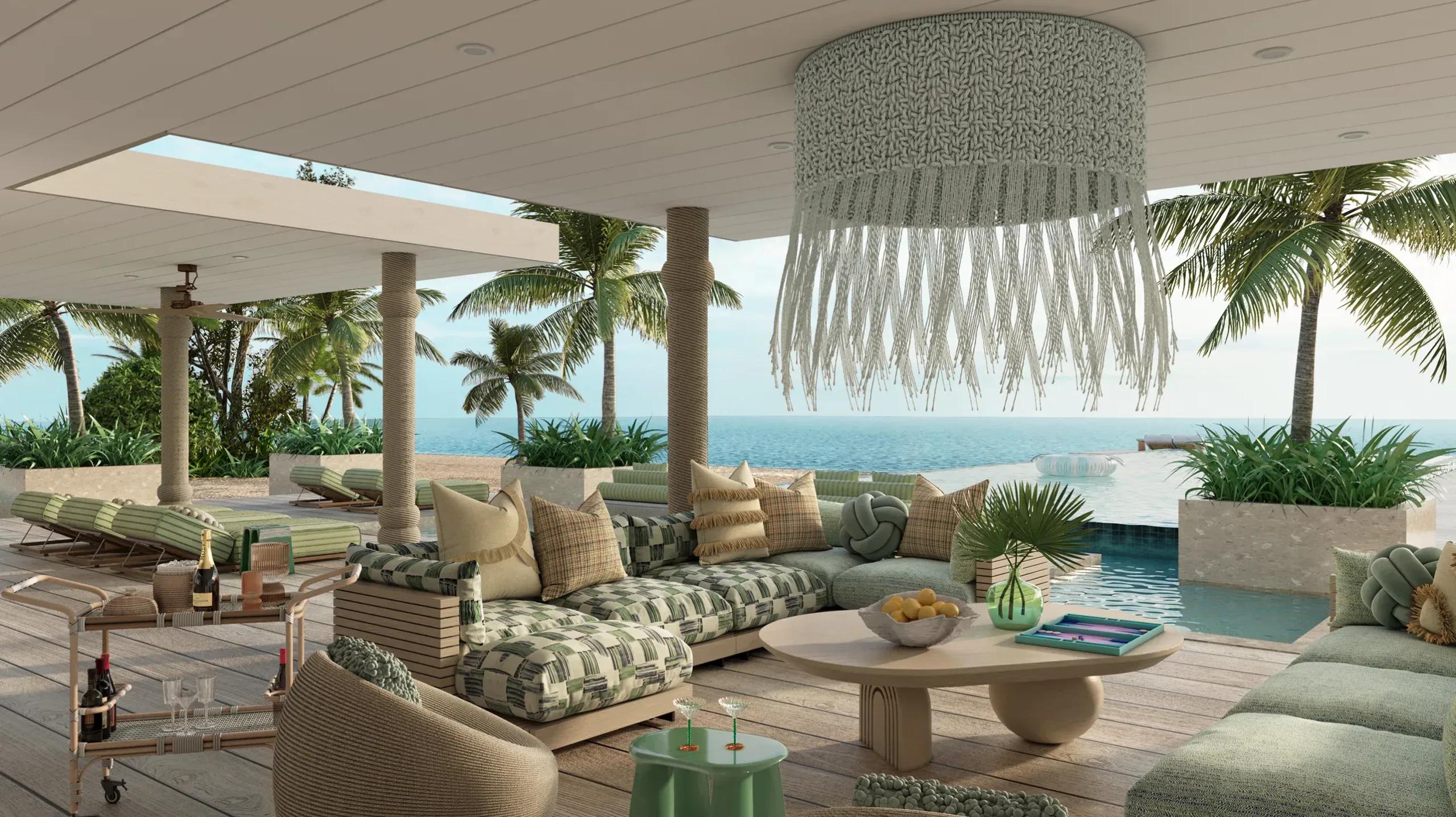The Presidential Residence's pool terrace at .Here, loungers and a backgammon table set beside the infinity edge