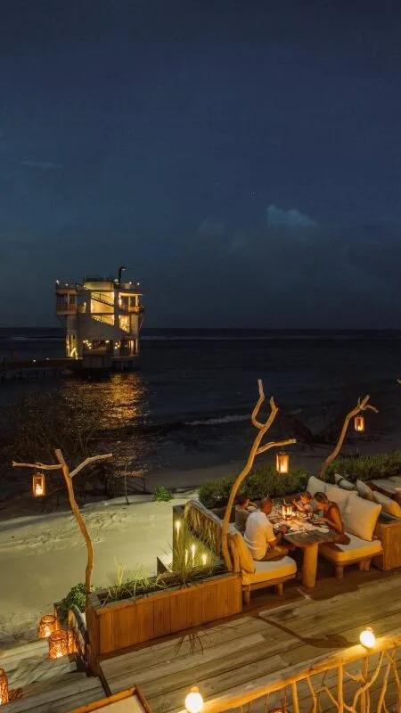 The Secret Garden, Soneva Secret's garden dining venue, set for dinner