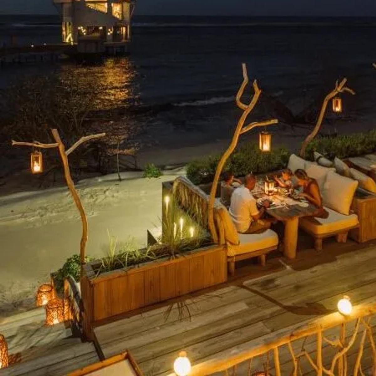 The Secret Garden, Soneva Secret's garden dining venue, set for dinner