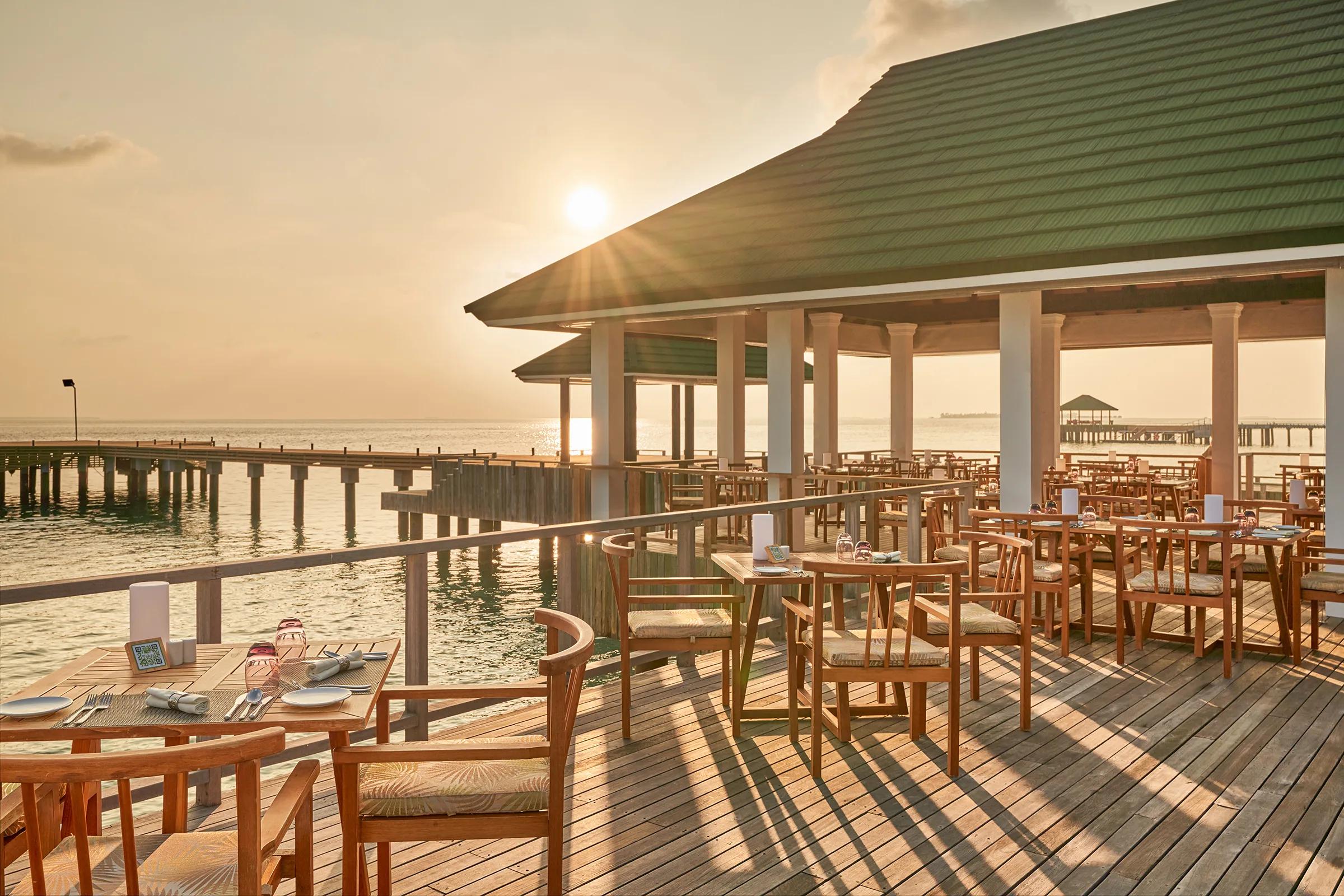 Takrai's overwater dining deck at Siyam World