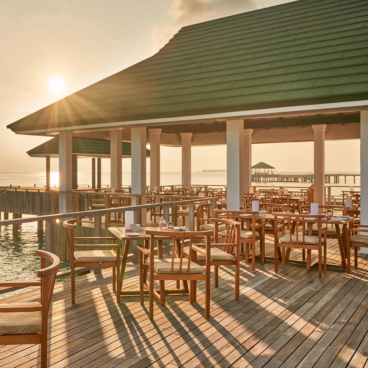 Takrai's overwater dining deck at Siyam World
