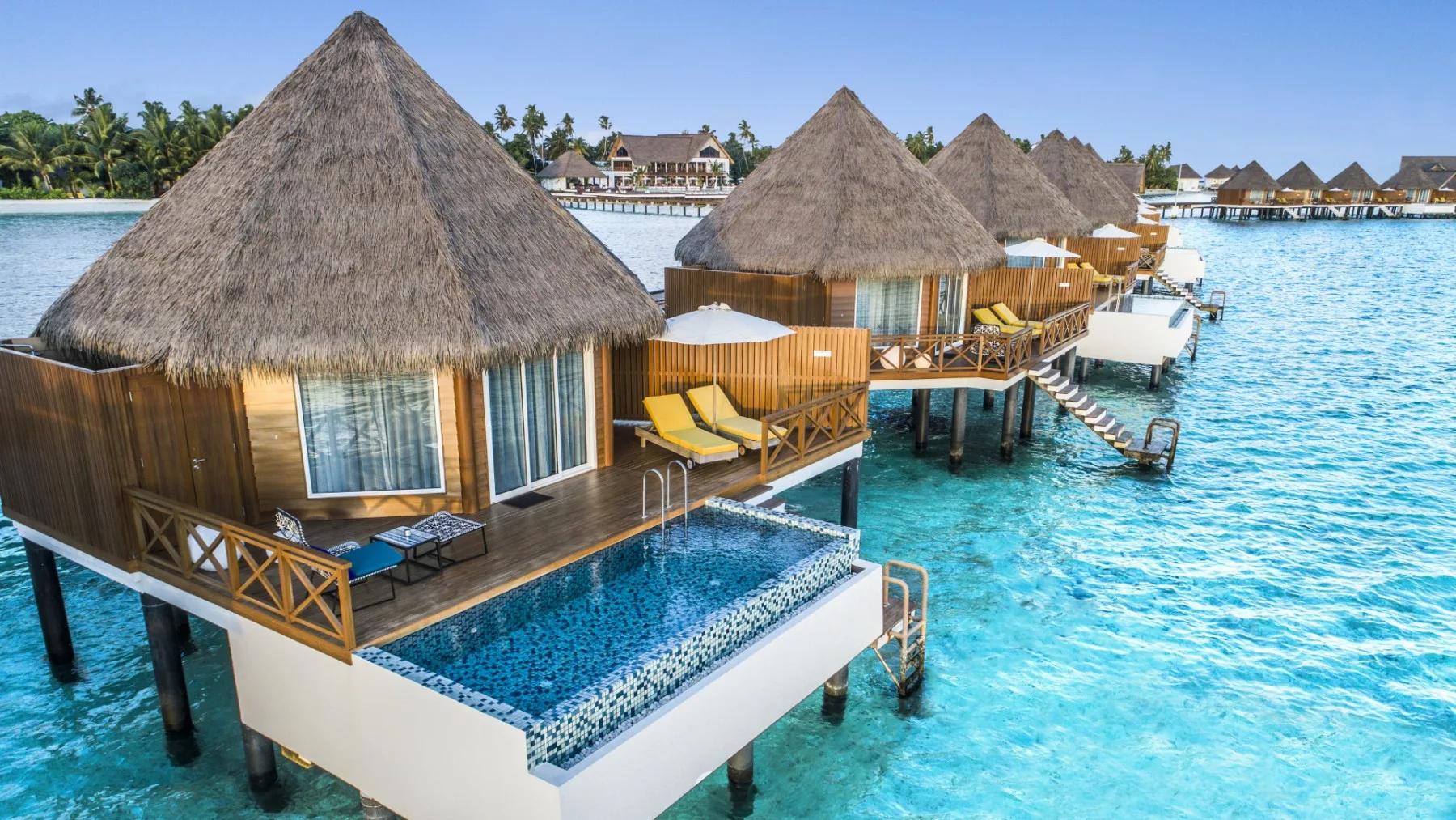 The private pool and deck of an Overwater Sunset Pool Villa at Mercure Maldives Kooddoo Resort