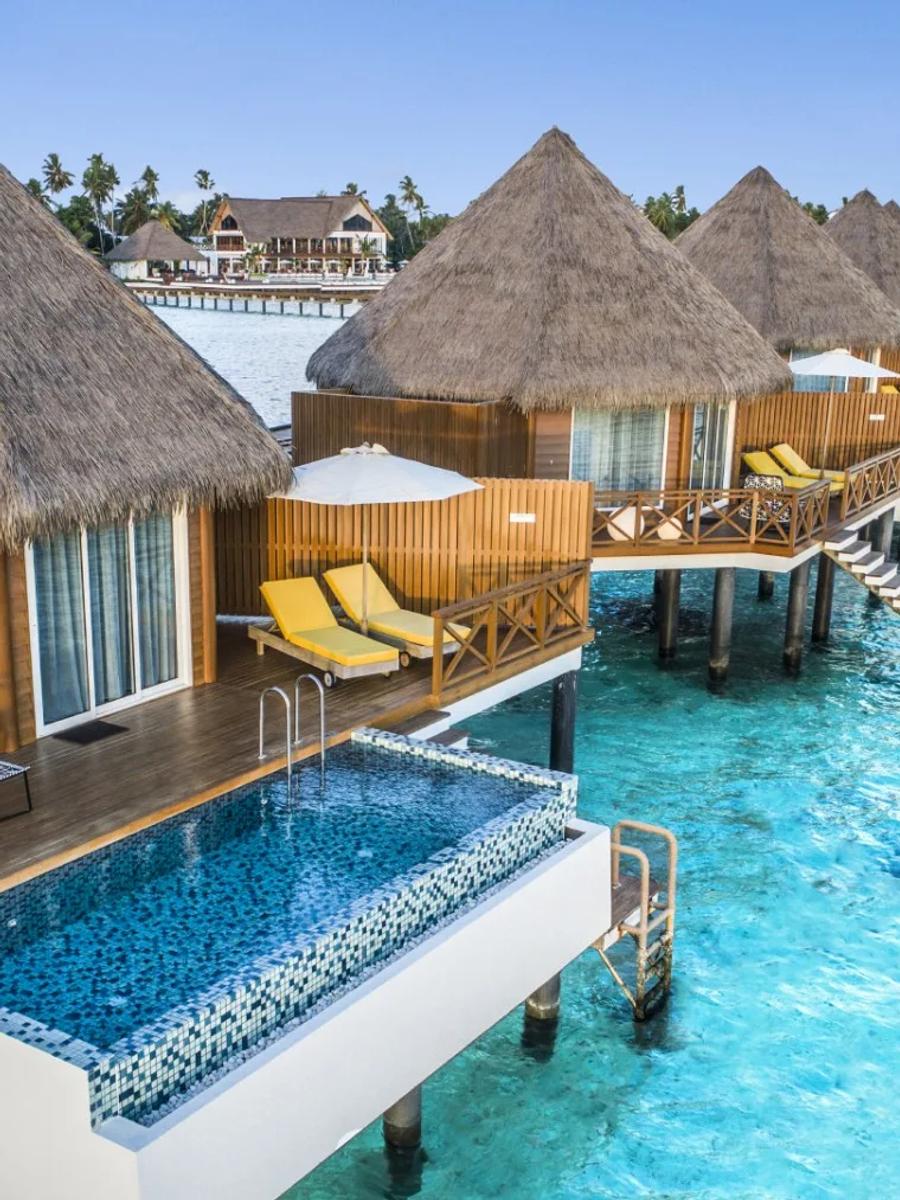 The private pool and deck of an Overwater Sunset Pool Villa at Mercure Maldives Kooddoo Resort