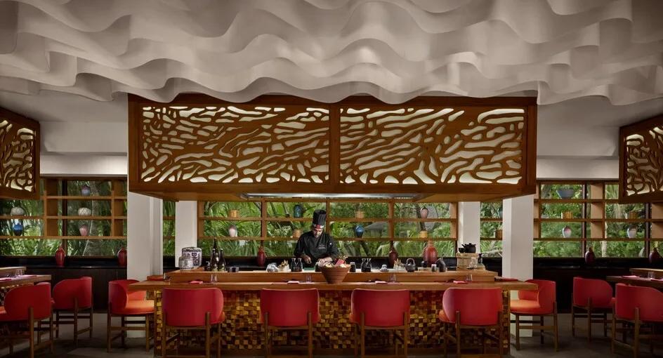 Interior of Origami, Anantara Dhigu's Japanese restaurant