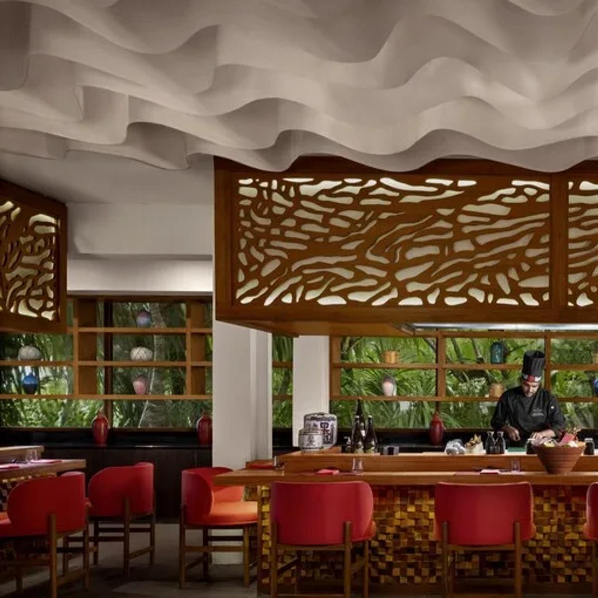 Interior of Origami, Anantara Dhigu's Japanese restaurant