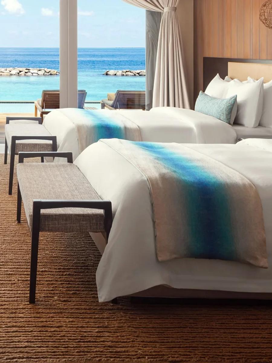The living area of a Two Bedroom Ocean Villa at The St. Regis Maldives Vommuli Resort