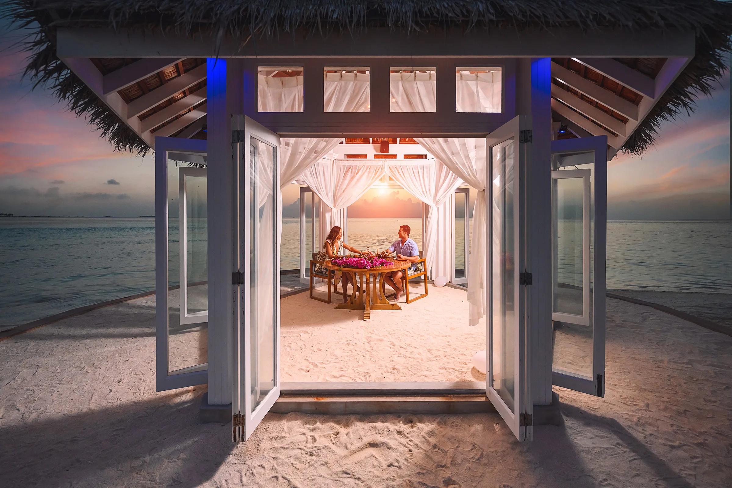 Beachfront dining cabana at Namaste, Main Island