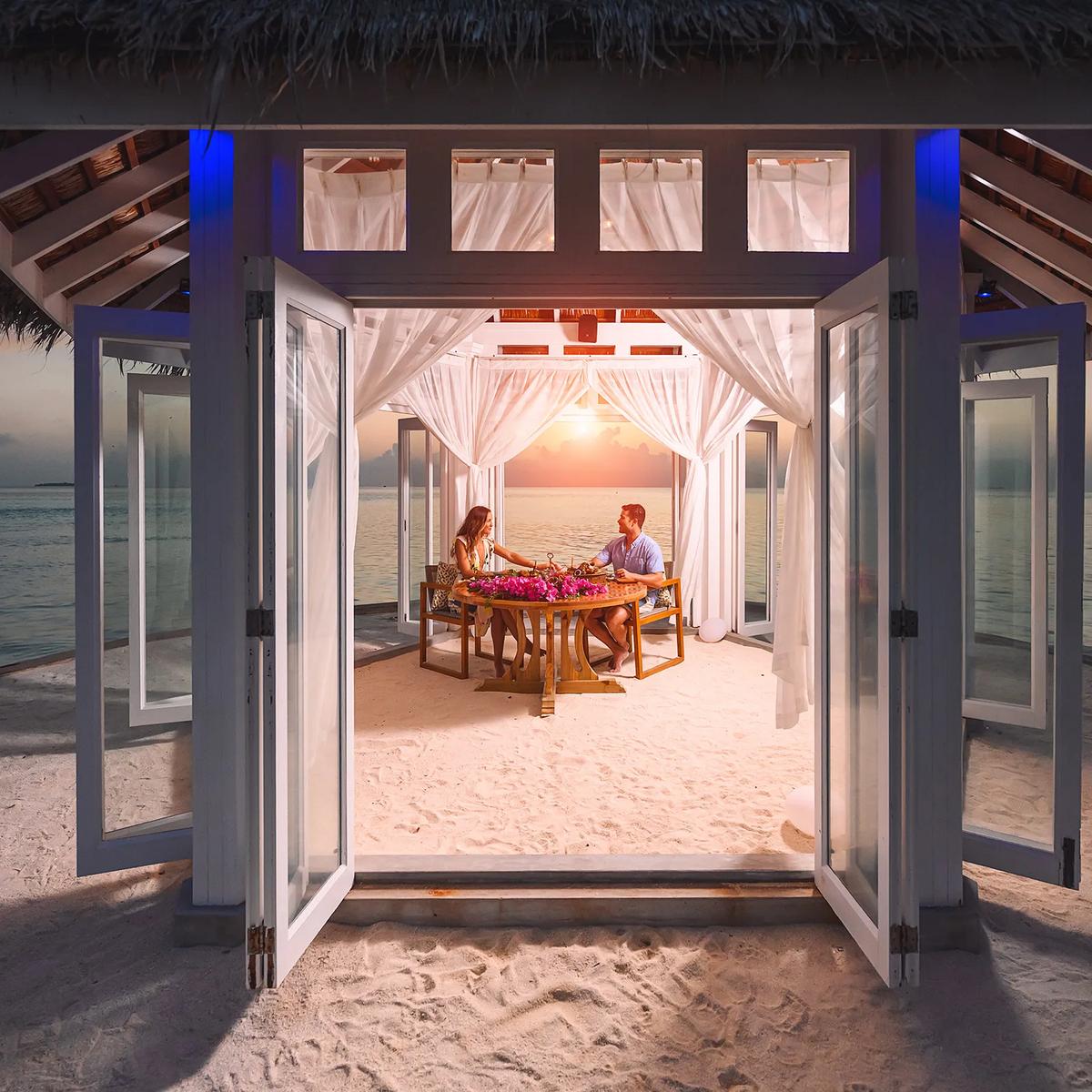 Beachfront dining cabana at Namaste, Main Island