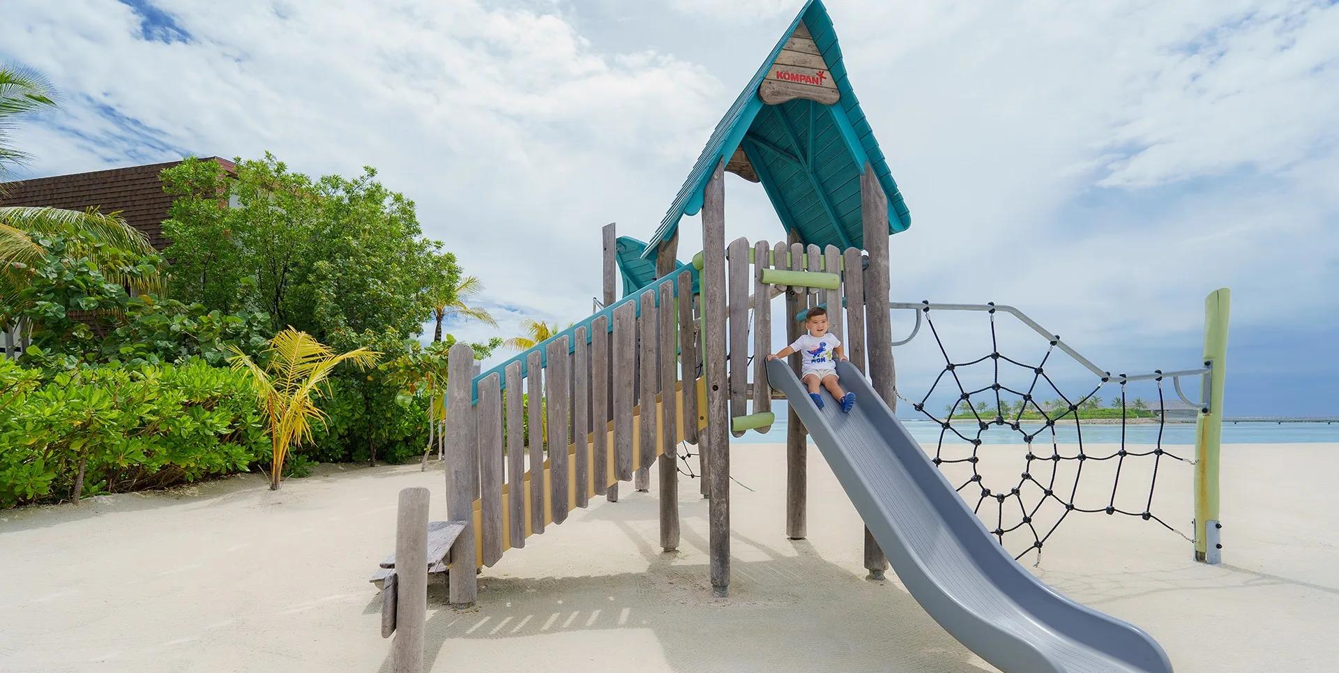Children at the outdoor play area of Kuda Fiyo Island Playground, Kuda Villingili's kids' club