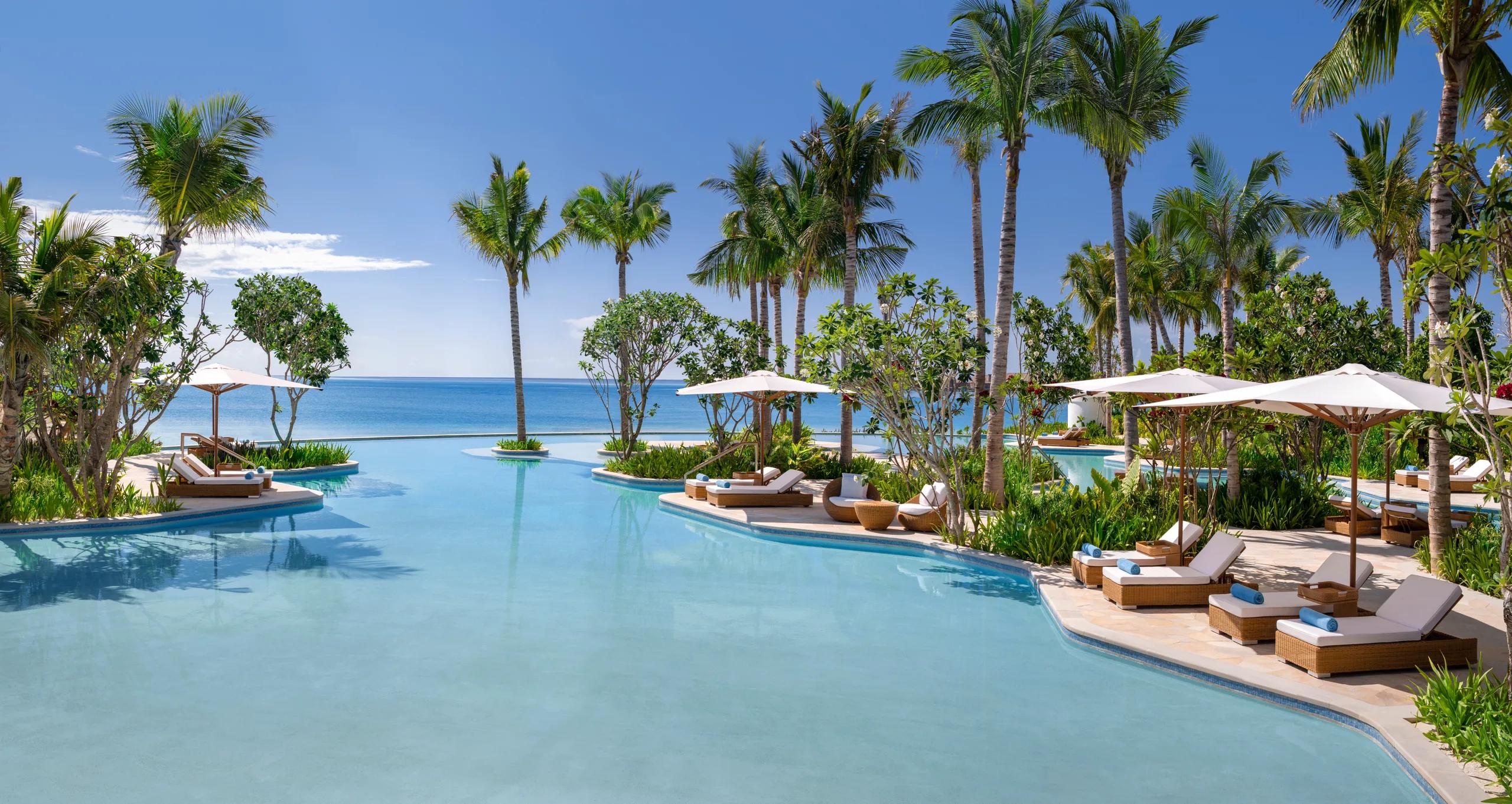 One of the resort's pools at Waldorf Astoria Maldives Ithaafushi, facing the lagoon