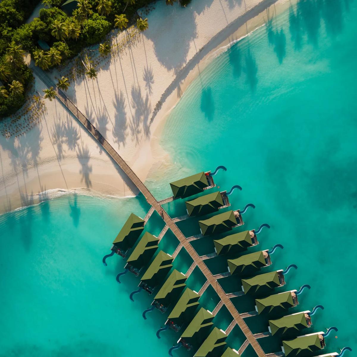 Siyam World's island from above; a dedicated photograph of Shipwrecked, the ship-shaped beach and pool bar, to follow