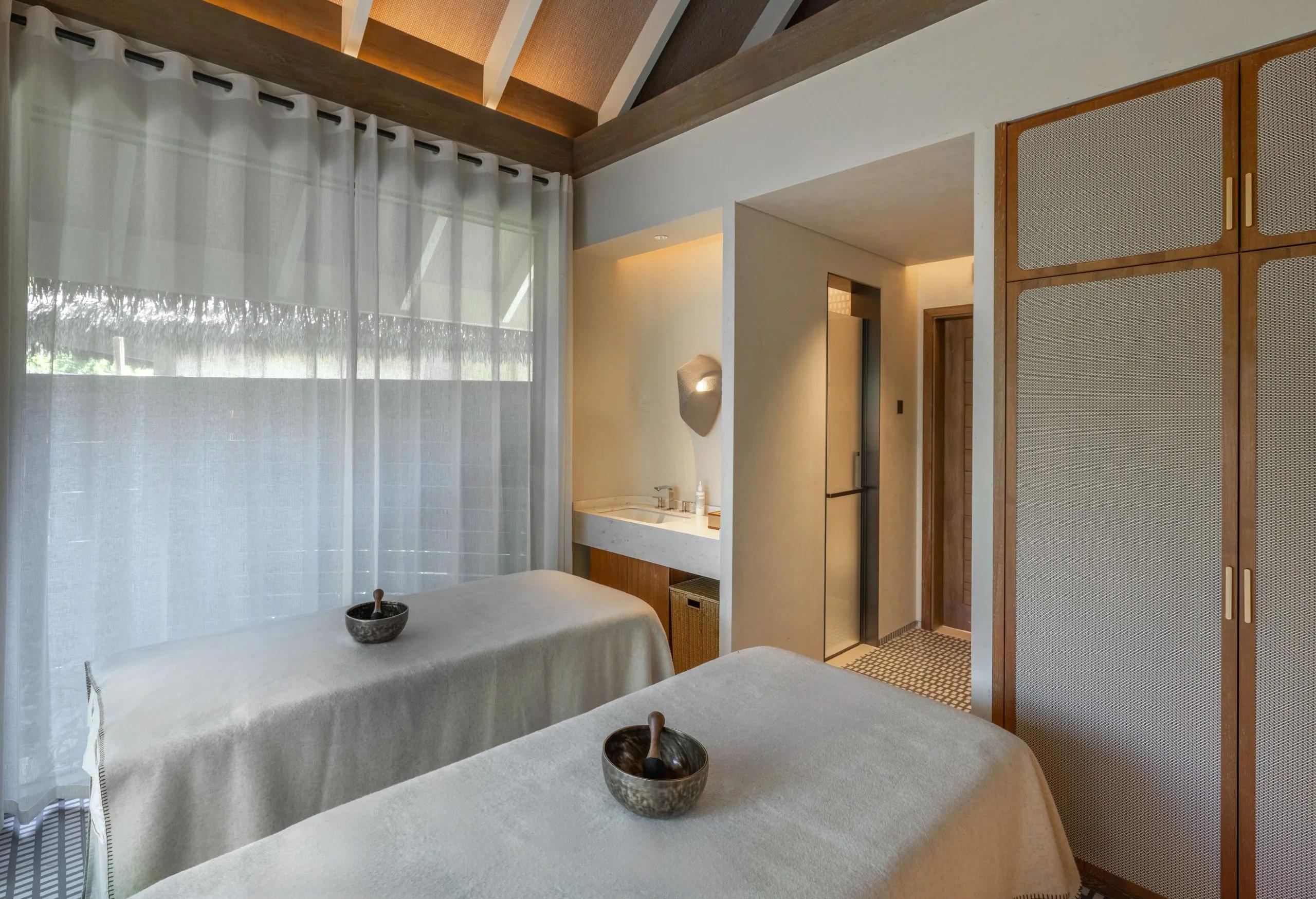 A treatment room interior at Namm Spa, dusitD2 Feydhoo Maldives