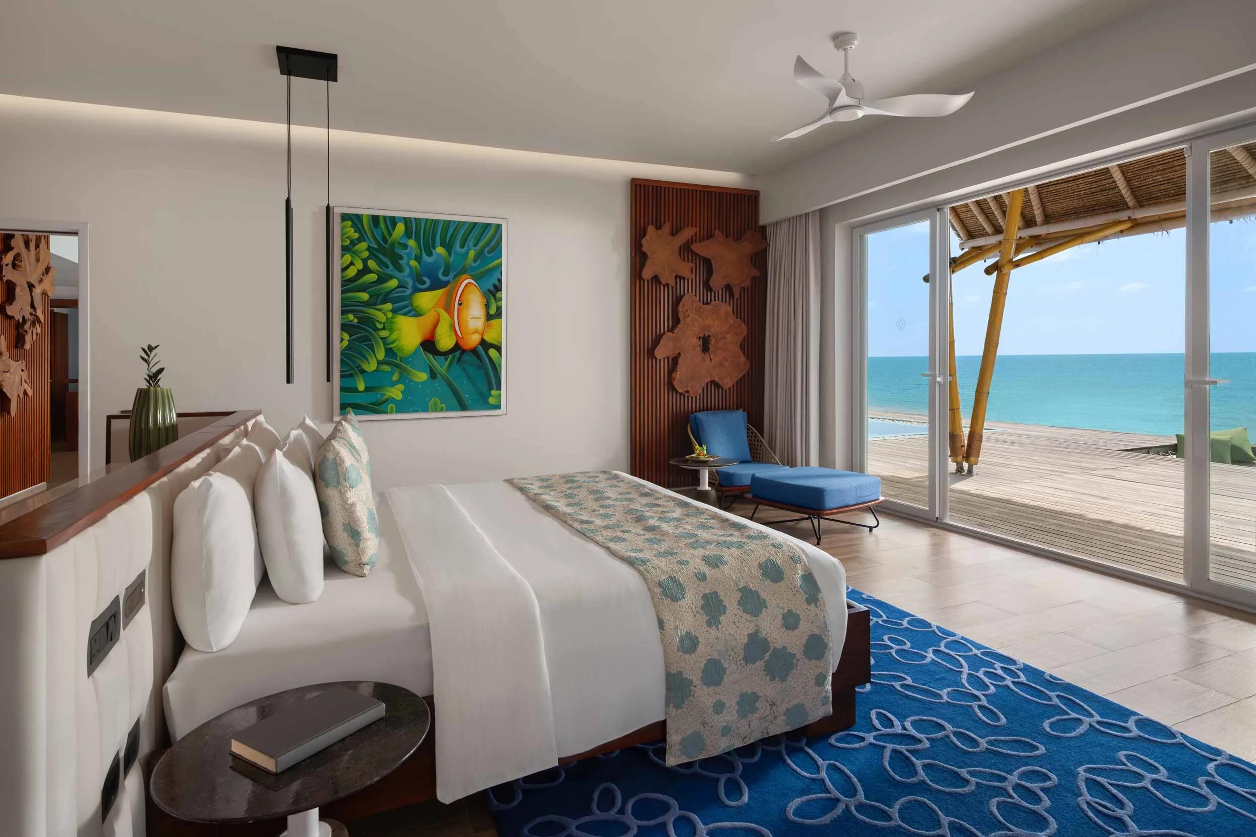 The Two Bedroom Presidential Ocean Villa with Pool, sited at the end of the pier with its 10x4 m pool