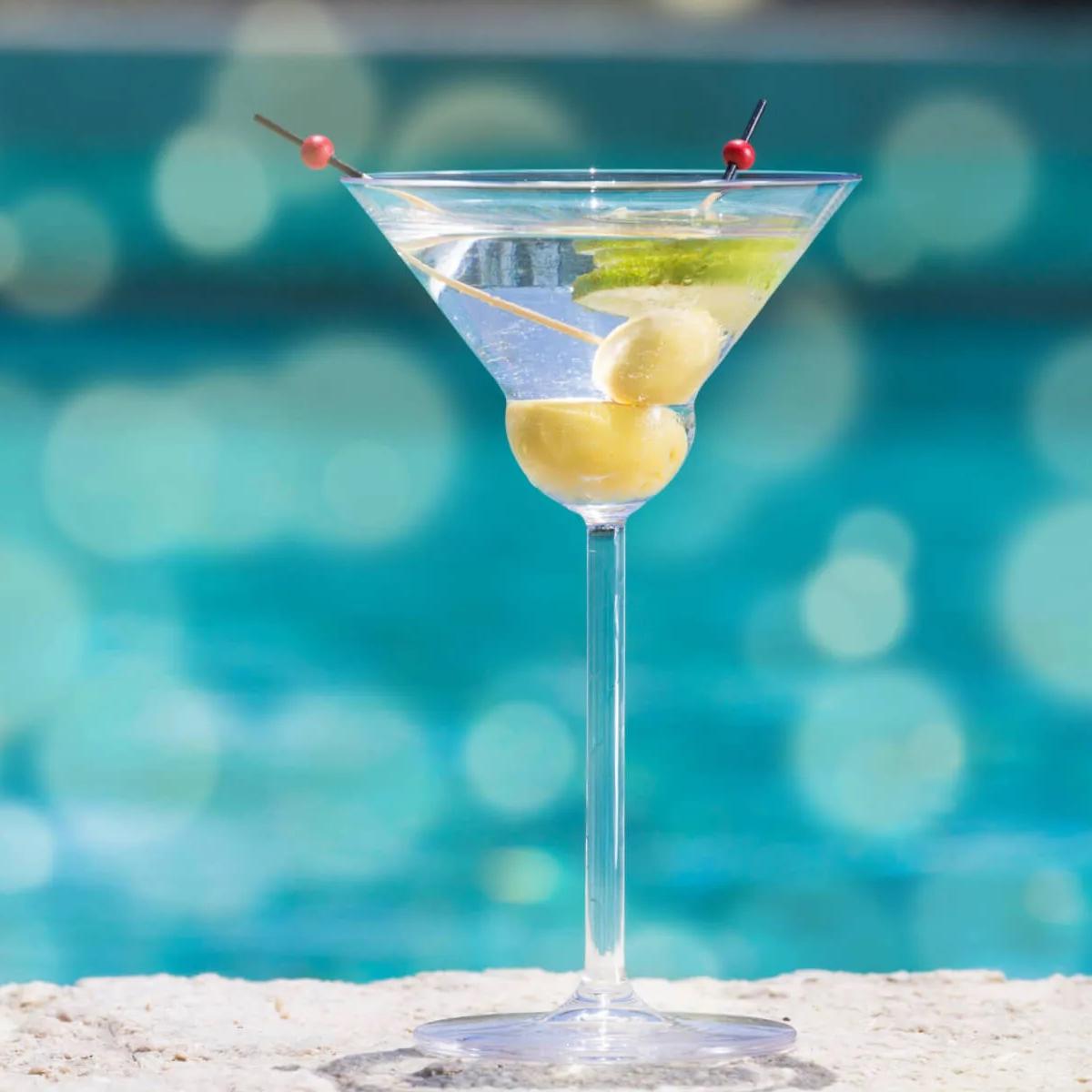 A martini set poolside at Glow, the resort's sunset pool bar