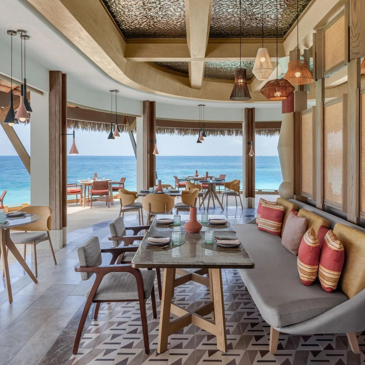 The indoor dining room at Athiri, the resort's South American grill