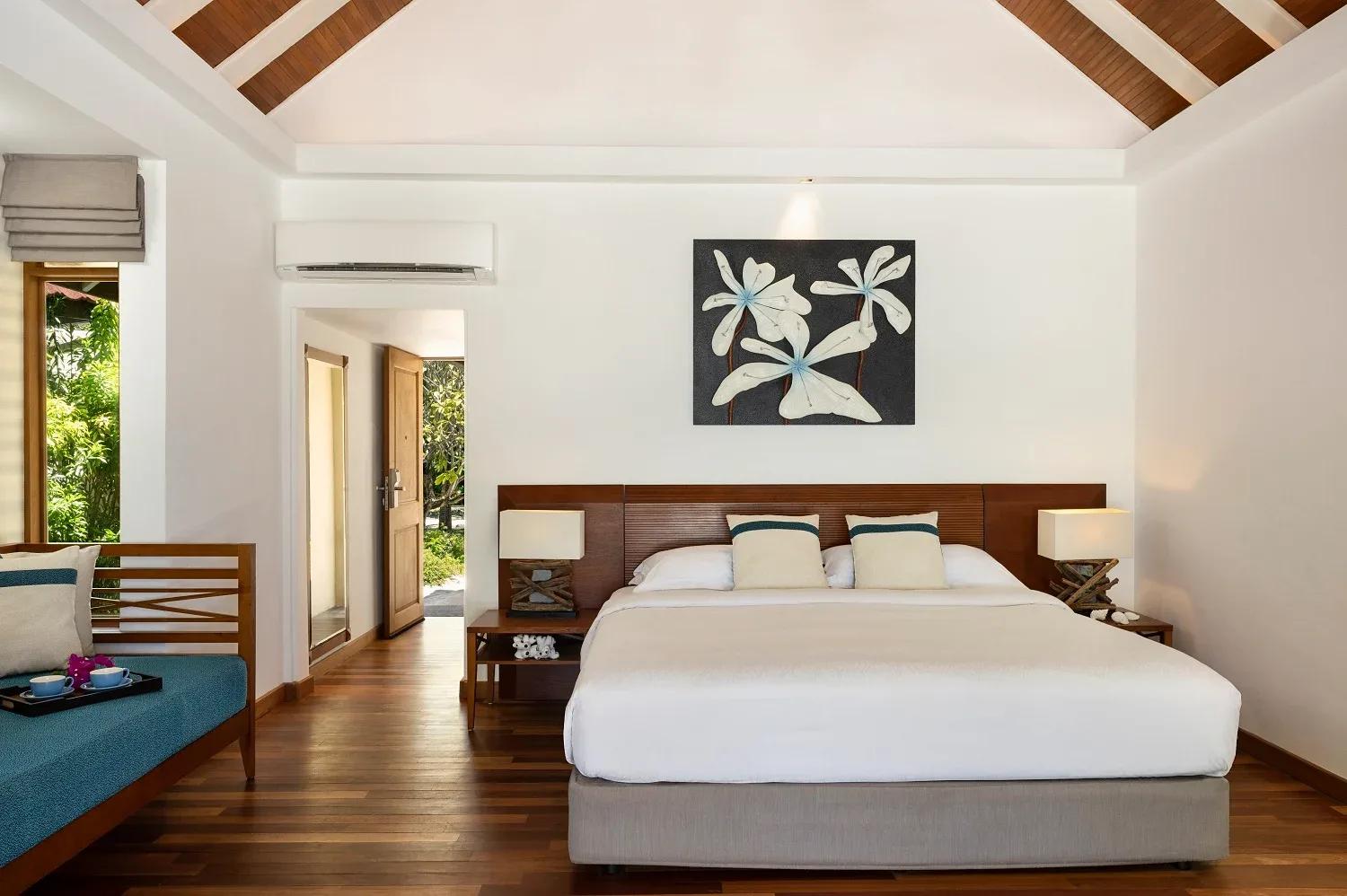 A Beachfront Deluxe Bungalow at Niva Kurumba, steps from the sand
