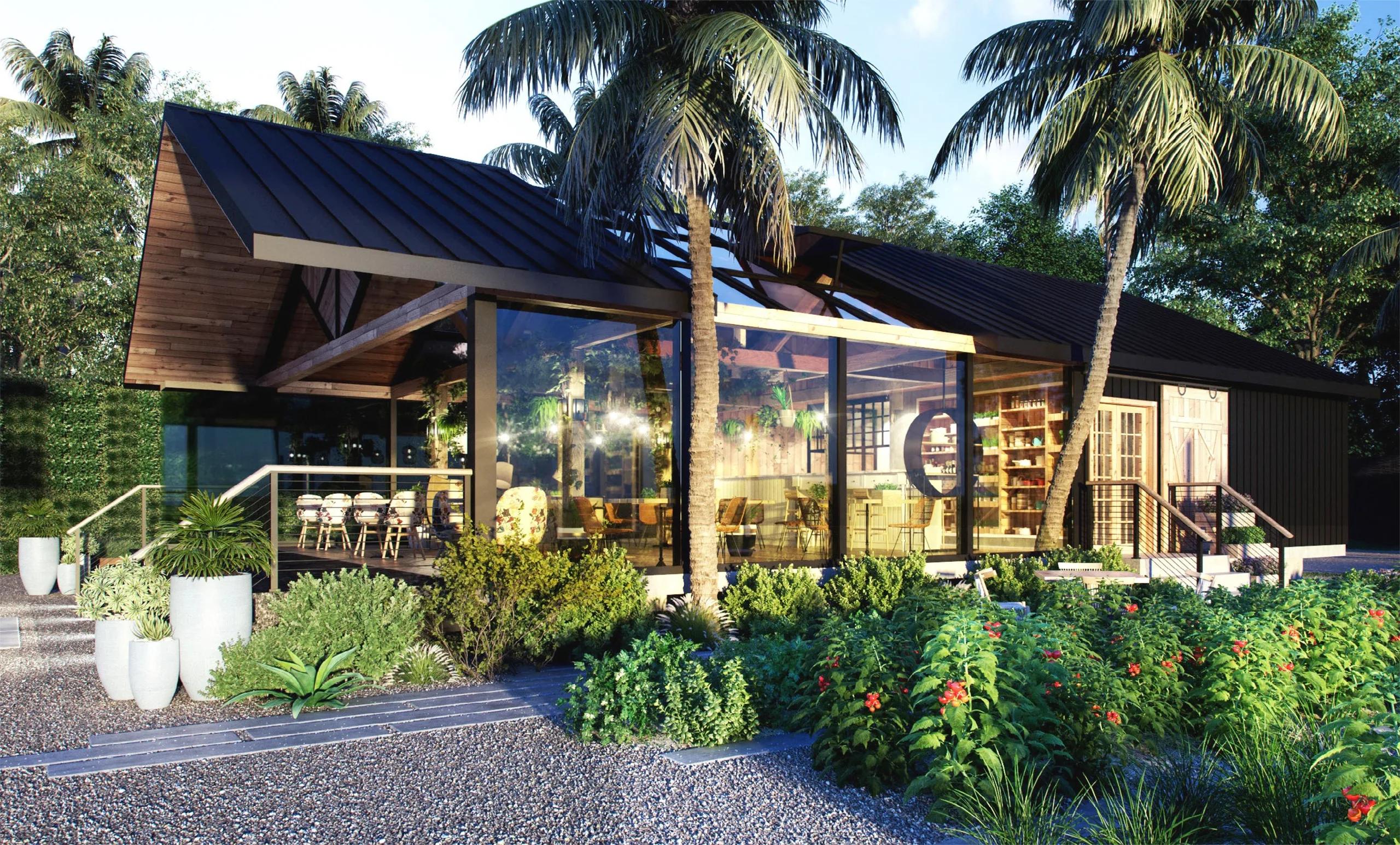 The greenhouse-inspired dining room at Glow, Waldorf Astoria Maldives Ithaafushi's beachside Mediterranean restaurant