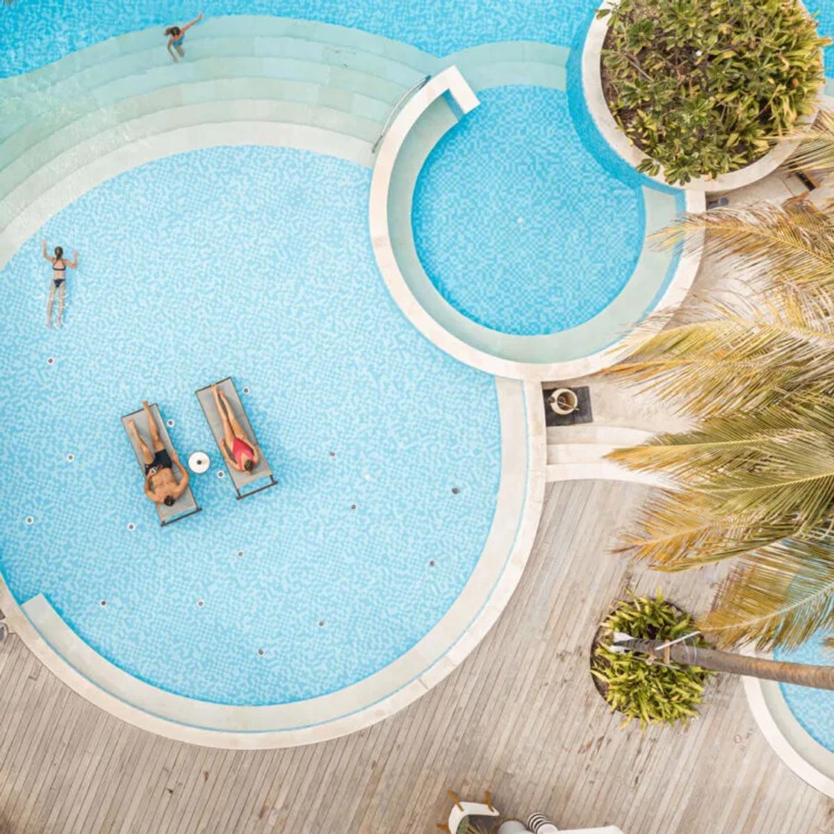 The resort's scalloped main pool seen from above — stands in for The Collective's own photography, not yet available